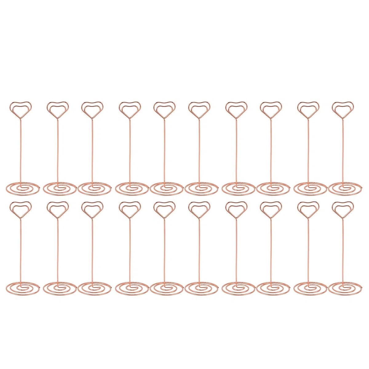 Porta segnaposto da tavolo da 20 pezzi, porta segnaposto a forma di cuore da 15 cm, supporto per foto con clip per promemoria (Oro rosa)