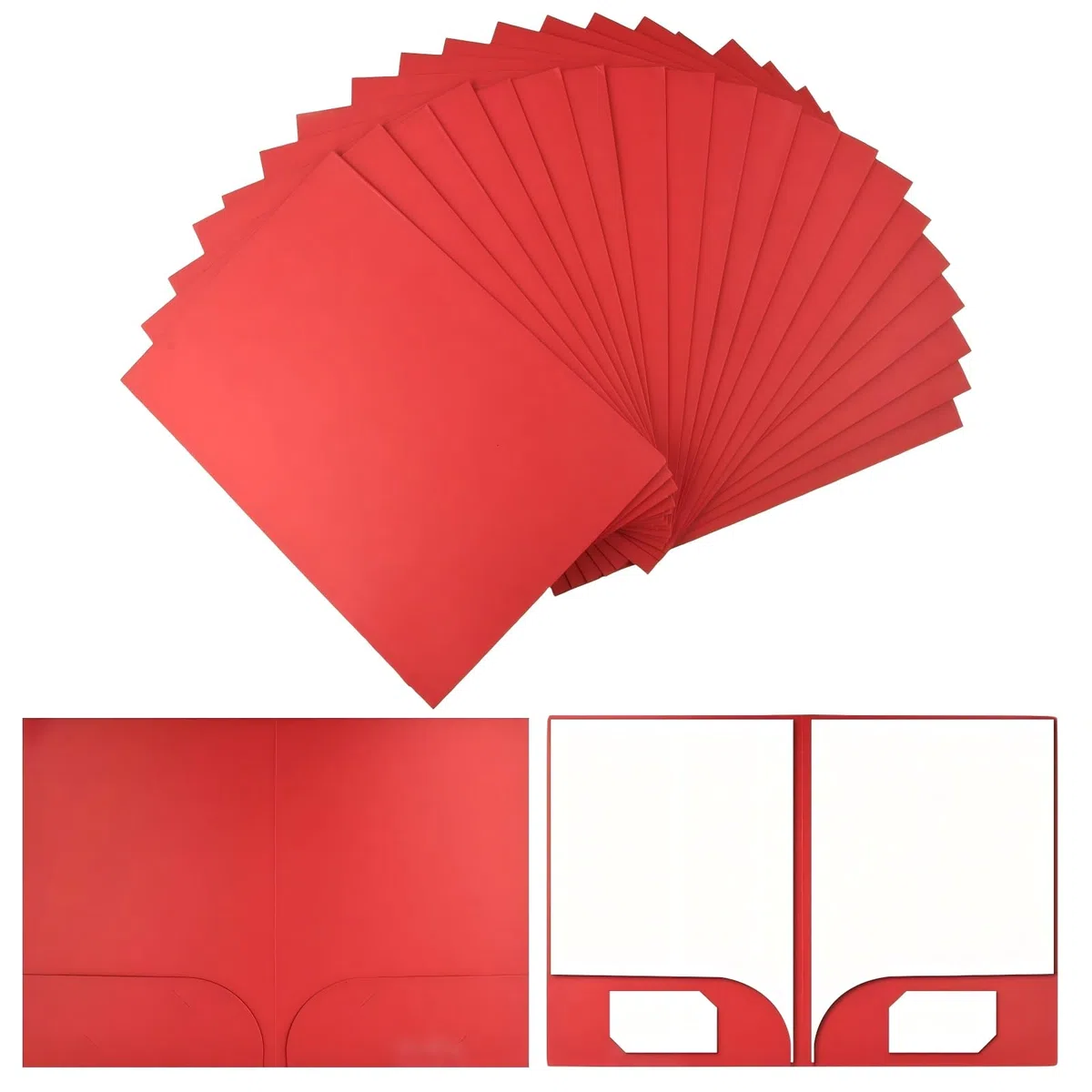 20 Pezzi A4 Cartelline Portadocumenti con 2 Tasche,350gsm Lembi in Cartoncino Cartelline per Riunioni,Cartellette Cartoncino Cartellina Portadocumenti,Cartella di Cartone per Ufficio Scuola (Rosso)