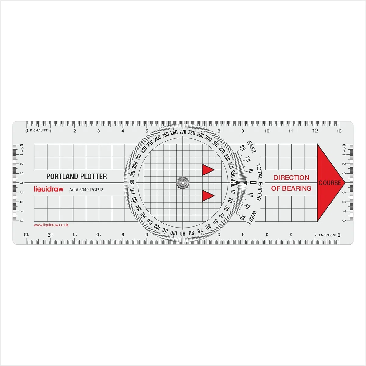 Liquidraw Portland Course Plotter con goniometro marino | Goniometro di navigazione | Strumento utile per la navigazione marina | Realizzato in acrilico trasparente resistente | Marcature chiare e