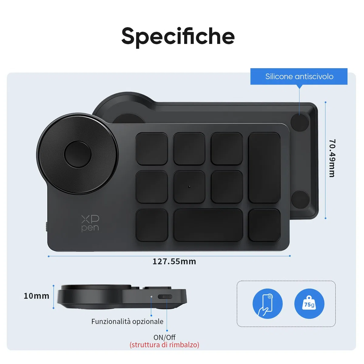XP-PEN Telecomando Wireless di scelta rapida ACK05 Tastiera Remota Bluetooth 5.0 fino a 40 Funzioni per Tavoletta Grafica, ideale per il design