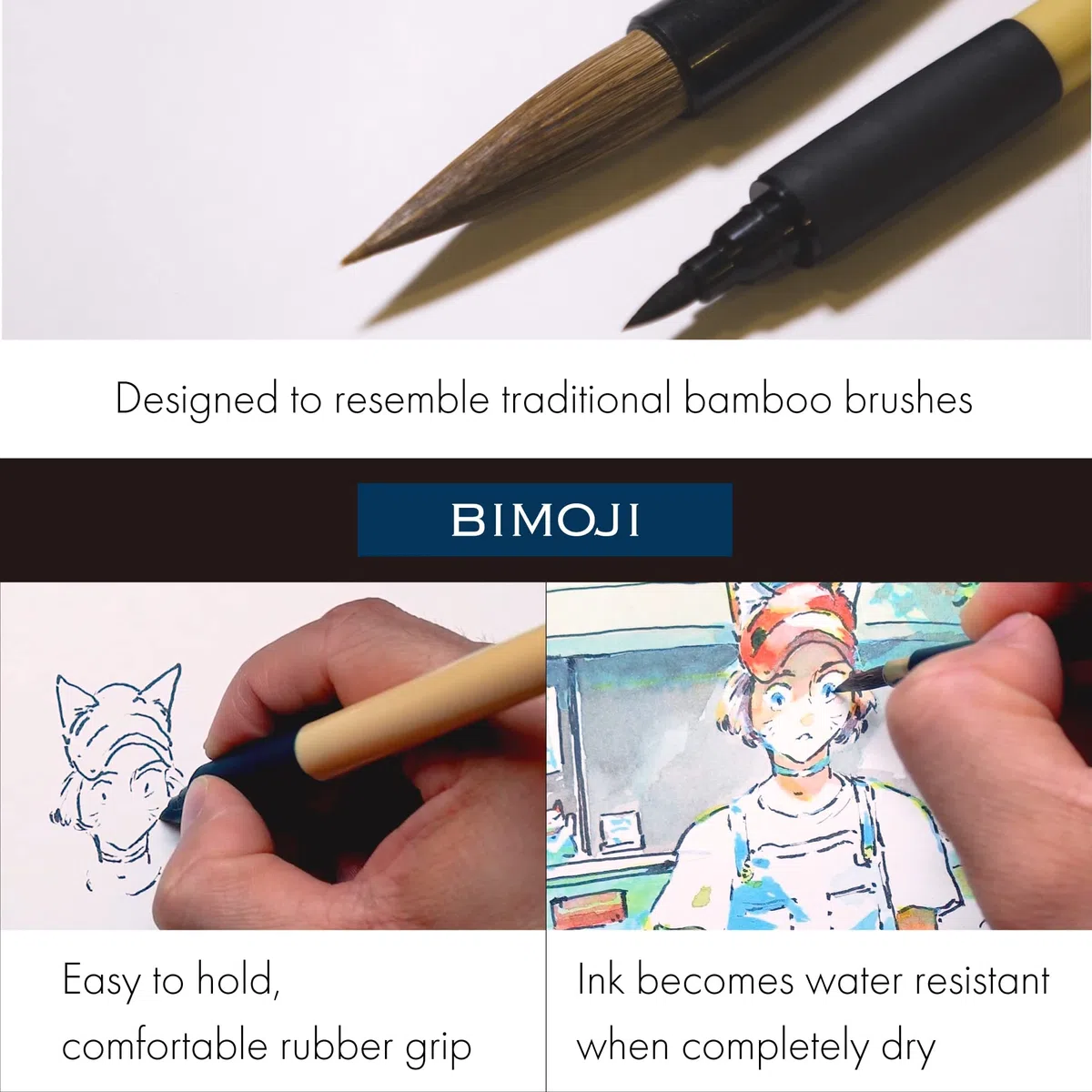 Kuretake Bimoji Brush Pen, Extra Fine, Midium, Broad, Midium/Bristles, Value Set of 5, XT/5VAZJ