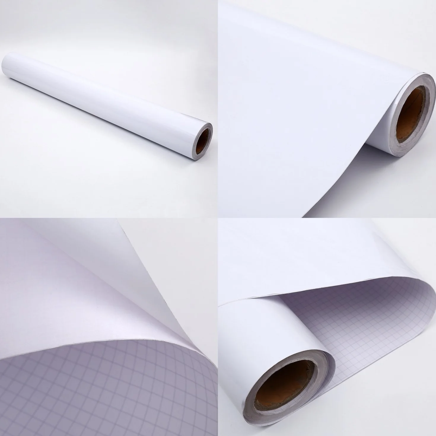 FENTIS Lavagna Adesiva Pellicola di Lavagna Bianca Auto-Adesiva Carta Adesivo da Parati Bianca Adatto per Fai da Te, Aula di Scuola, Casa, Ufficio 44x200cm