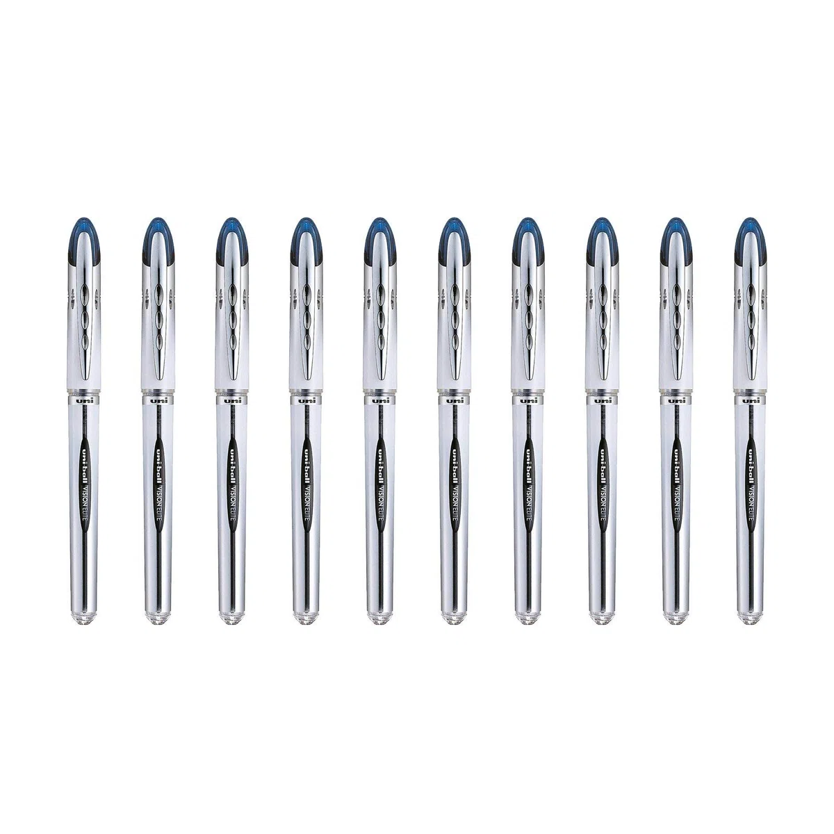 uni-ball - Uni Mitsubishi Pencil - 10 penne Vision Elite UB200 - Airplane Safe - Penna Roller Inchiostro Liquido - Punta 0,8 mm - Scrittura media - Penna Bleus