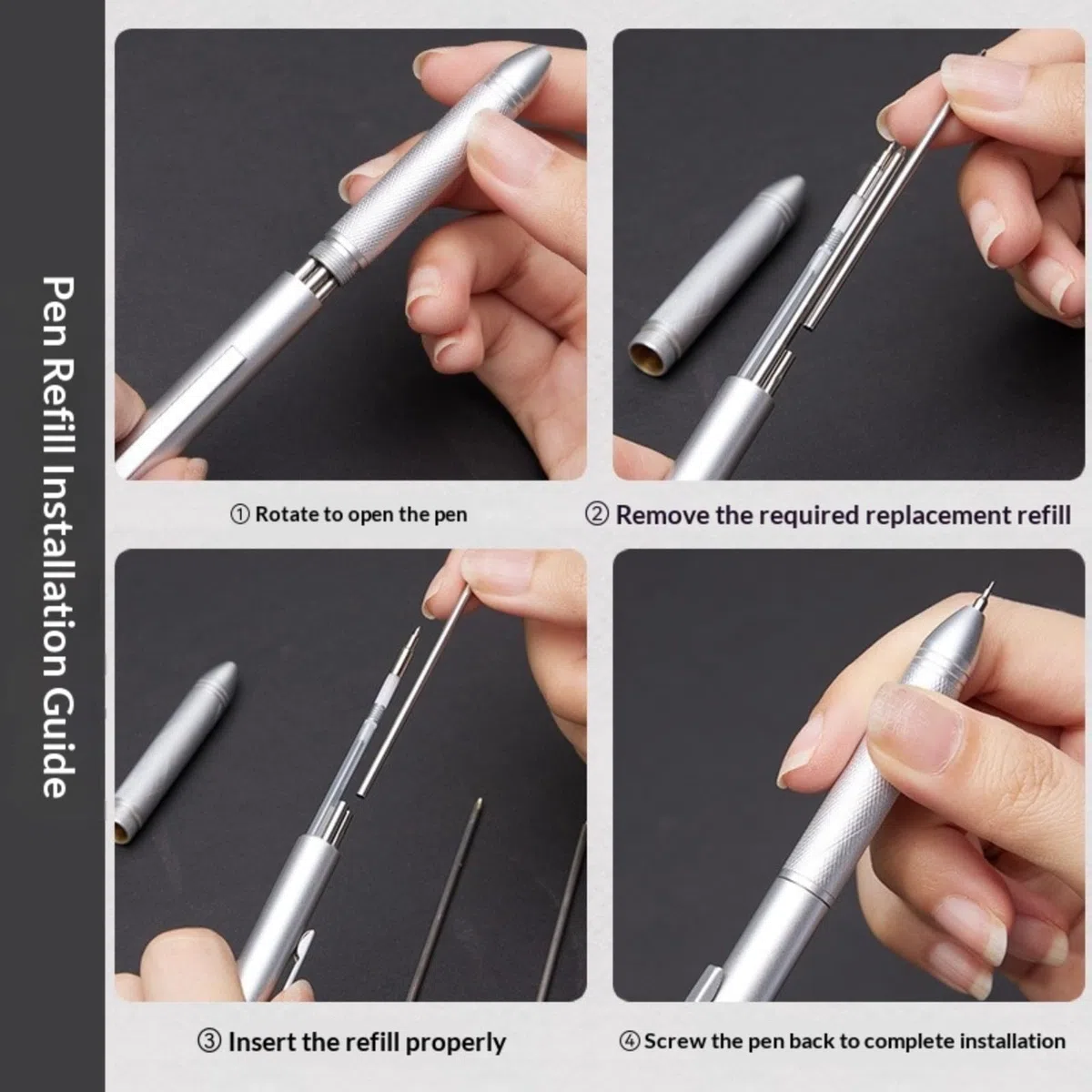 4 in 1 penna del sensore di gravità, strumento di scrittura metallico multifunzionale, 3 colori a sfera & matita meccanica 0,5 mm, ritirabile per ufficio e scuola