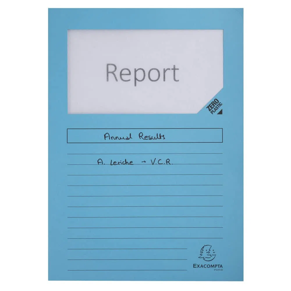 Exacompta - Ref 50162E - Cartelline con finestrella, dimensioni 220 x 310 mm, adatte per contenere documenti A4, carta da 160 g/m², finestra trasparente per la visualizzazione dei documenti, blu