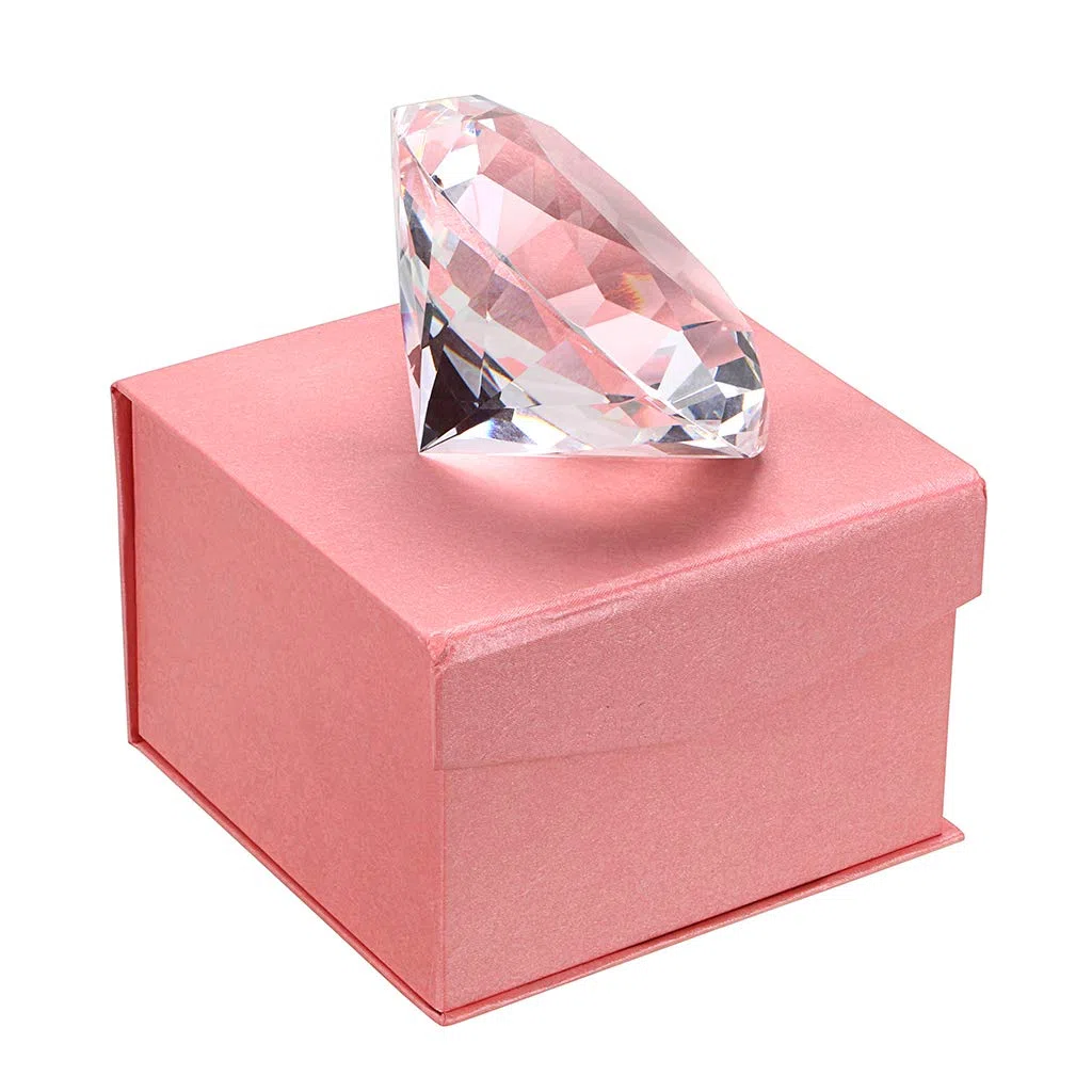 BSTKEY Fermacarte in cristallo diamante, ornamento vetro, decorazione foto, feste nozze, riflessi sole (100 mm)