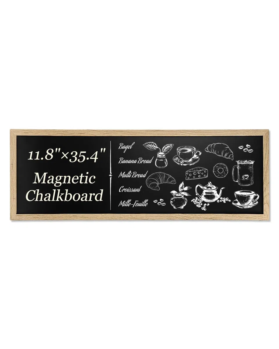 Okydoky Lavagna magnetica con cornice in legno, 30 x 90 cm, per appendere verticalmente o orizzontalmente, per menù da parete per ristoranti, carrelli da pranzo, cucina, bar e decorazioni per la casa