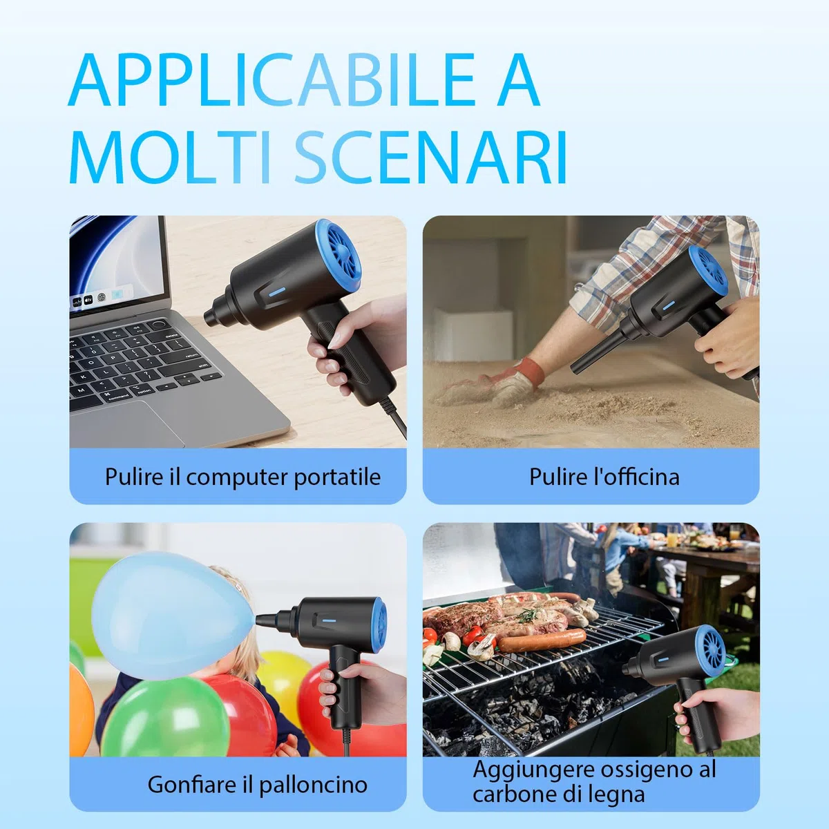 Soffiatore ad Aria Compressa - 5.74 oz Aria Compressa Spray - Aria Compressa Elettrico a 2 Velocità con per la Pulizia del PC - Divano - Tastiera - Auto