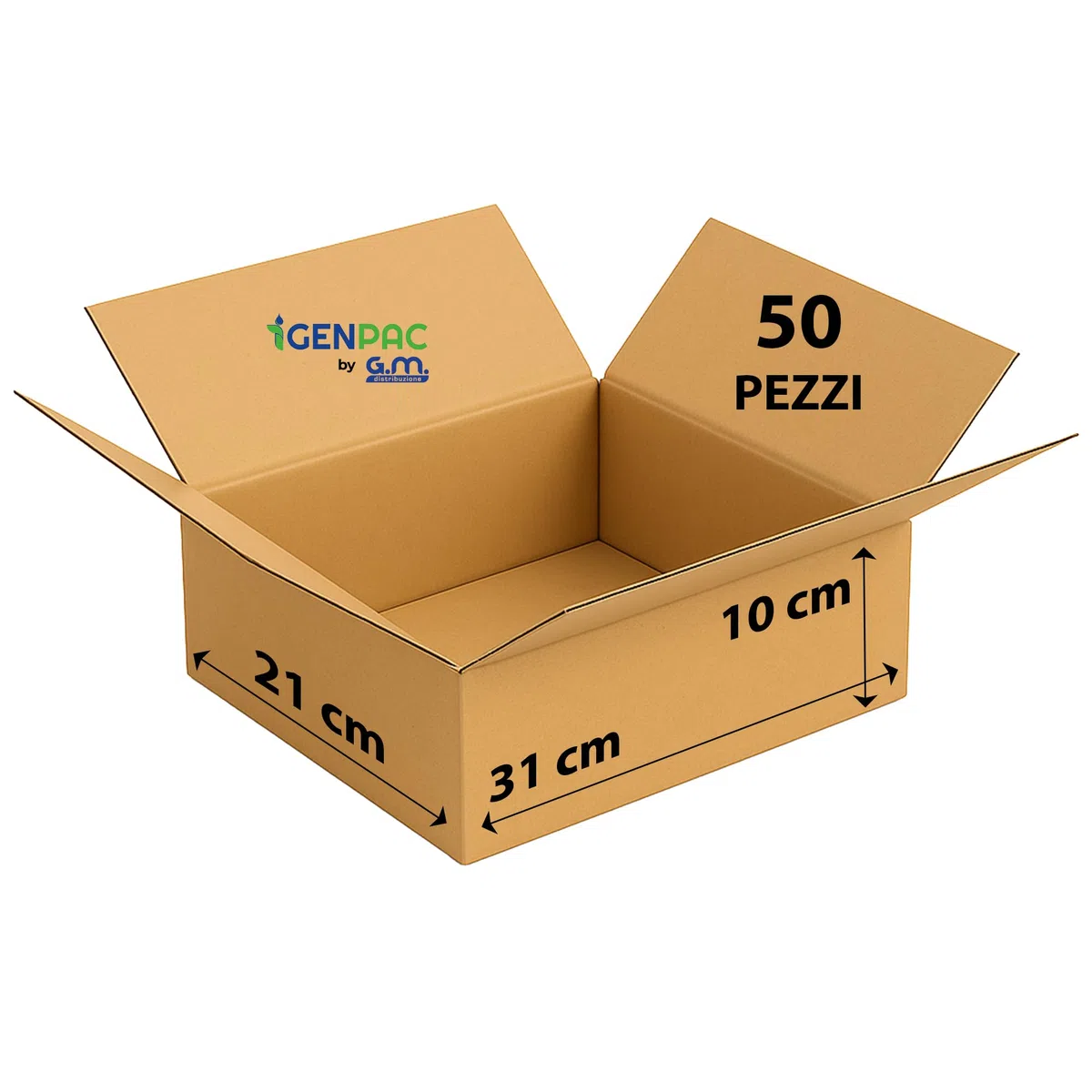 GM 50 Scatole Cartone Avana 31x21x10 h cm - Mono Onda Resistenti per Imballaggio, Spedizioni e E-Commerce - Cartoni Trasloco e Packaging Riciclabile, Vari formati, Ideali per Uffici e Aziende