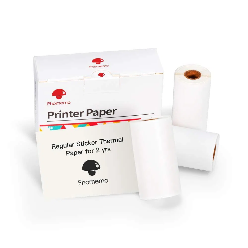 Phomemo 3 Rotoli Carta Termica Adesiva 50mm x 3,5m, compatibile con M02, M02X, M02L, M02Pro, M02S, P2S, M03 e altri modelli Phomemo, Etichette Autoadesive per Mini Stampante, per appunti e foto