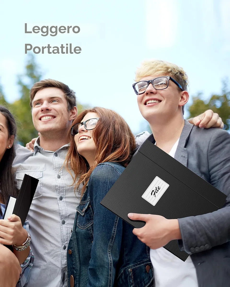JiaWei 12 Pezzi Cartelline Portadocumenti da 11 mm di Larghezza, con 3 Alette, Cartellina con Elastico per A4 - Nero