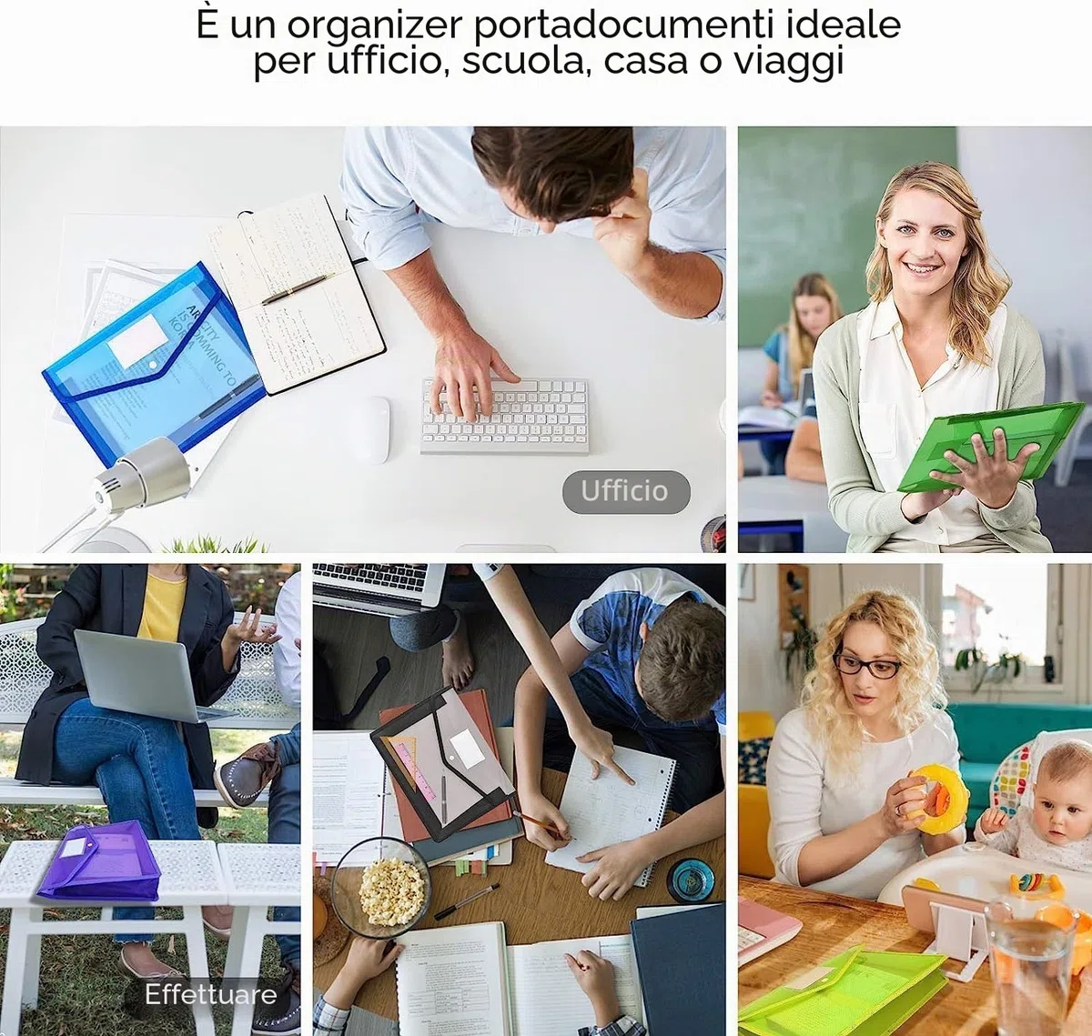 9 cartelle portadocumenti impermeabili, formato A4, in plastica, formato A4, per viaggi, ufficio, documenti, scuola, documenti