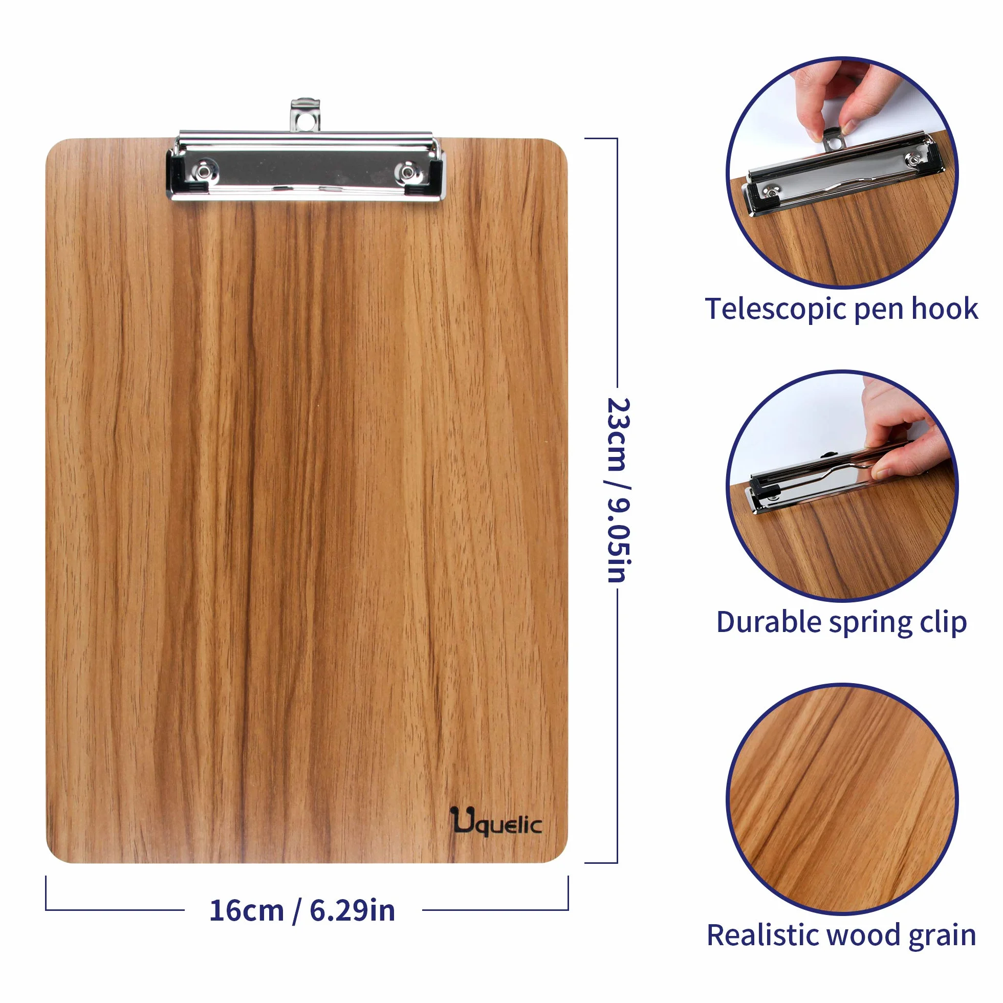 Uquelic 4Pcs Tavolette per Appunti A5 Portablocco di Legno Portadocumenti con Clip Tavolette A5 Clipboard A5 con Angoli Arrotondati und Foro per Appendere