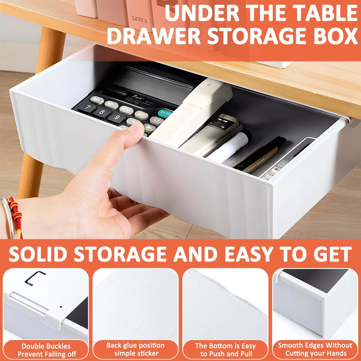 ZLPBAO Cassetto Sotto Scrivania, 3 Pezzi Autoadesivo Organizer per Cassetti, Cassetto Extra Grandi e Grandi Autoadesivo, Cassetto Organizer Cassetti Nascosto Adesivo Da Scrivania per Casa e Ufficio