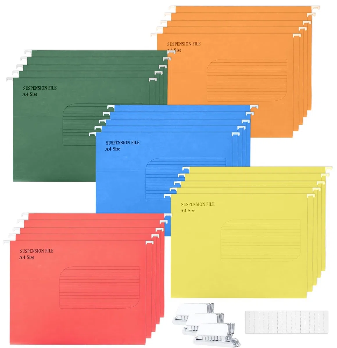 KAHEIGN 25 Pz File Di Sospensione A4, 5 Colori Cartella Pesante Parte Superiore E Inferiore Rinforzatecartelle Di File Sospese Per Schedari A4 Di Cancelleria Per Uffici Scolastici