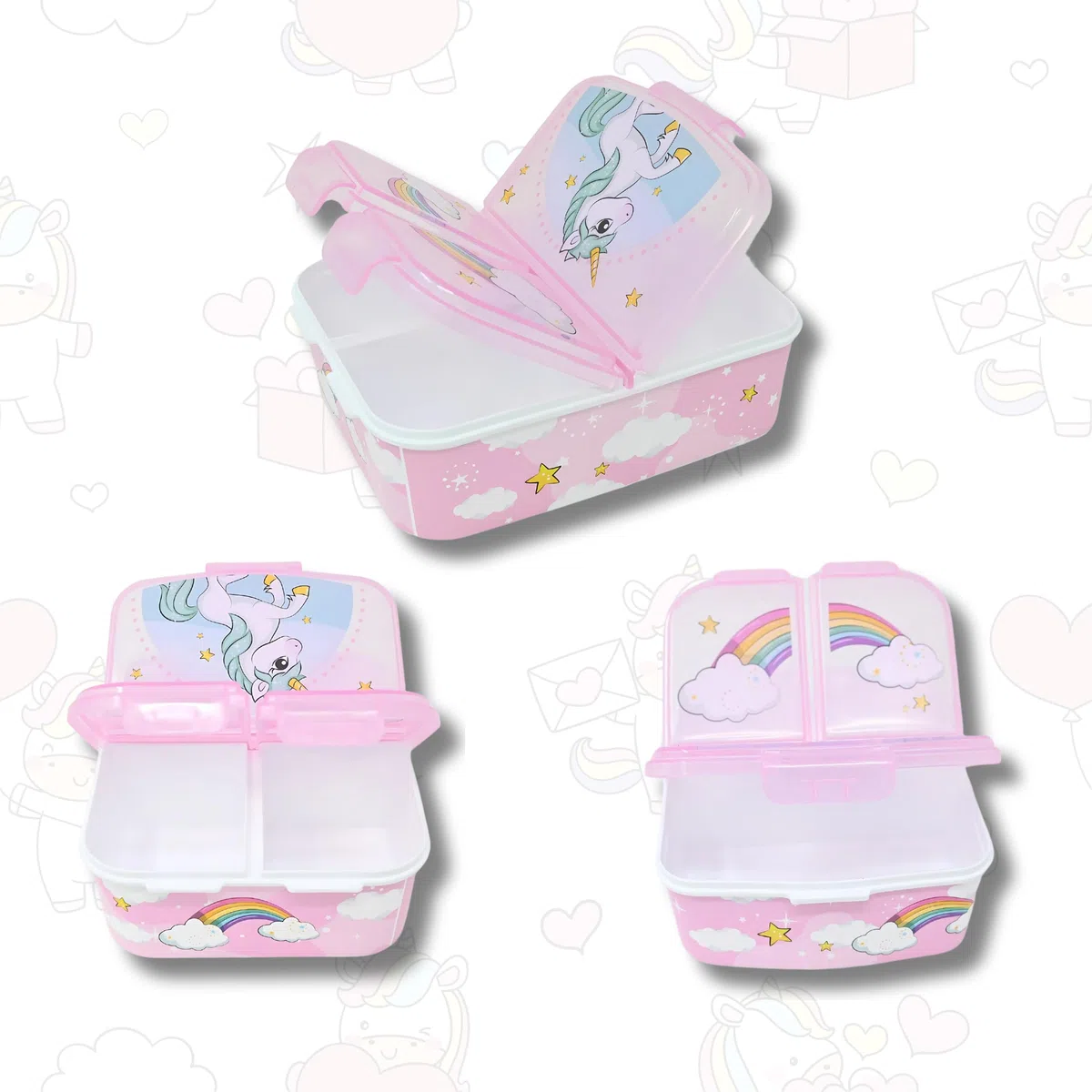 Set zaino unicorno, contenitore pranzo, borraccia, sacca ginnastica, 3 pezzi, asilo, bottiglia