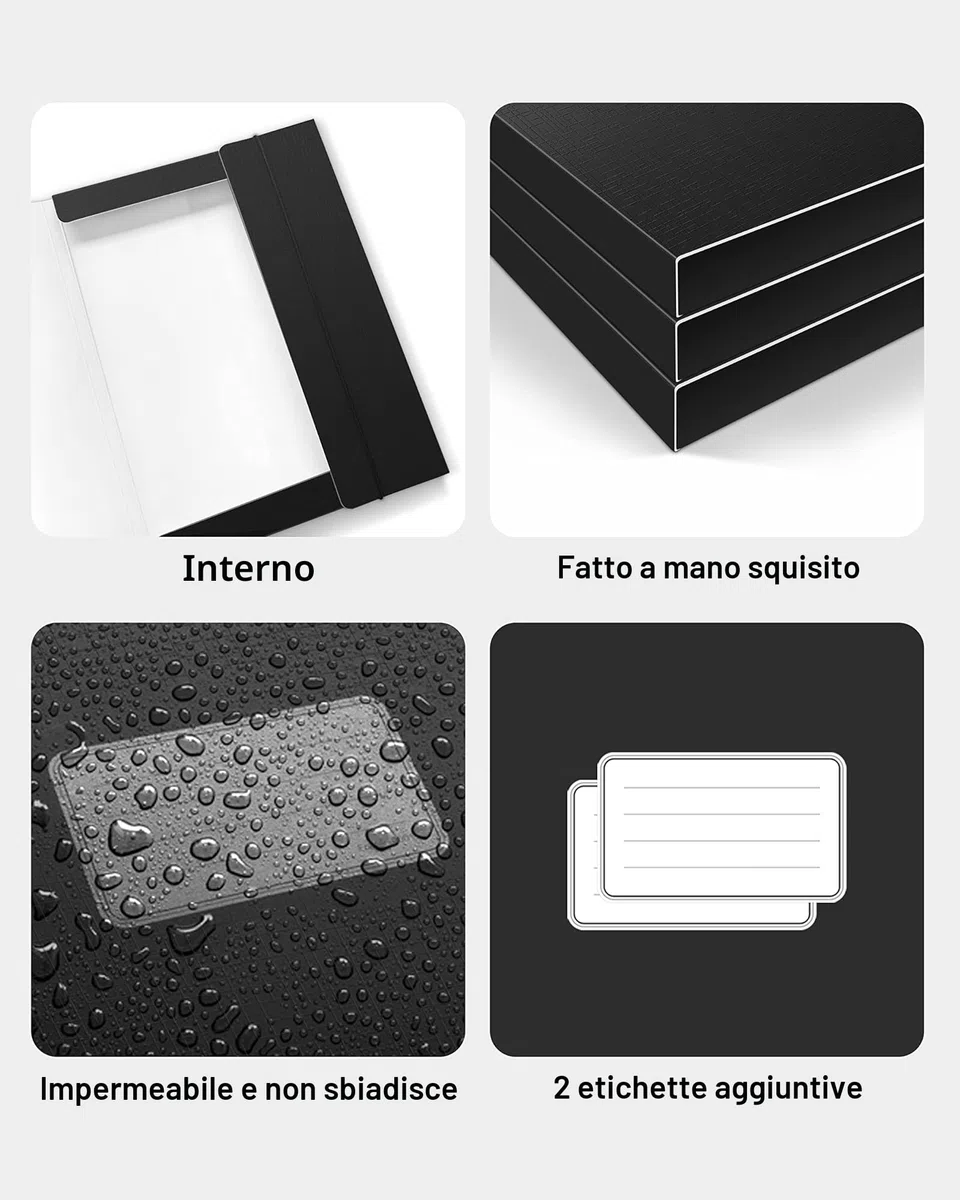 JiaWei 12 Pezzi Cartelline Portadocumenti da 11 mm di Larghezza, con 3 Alette, Cartellina con Elastico per A4 - Nero