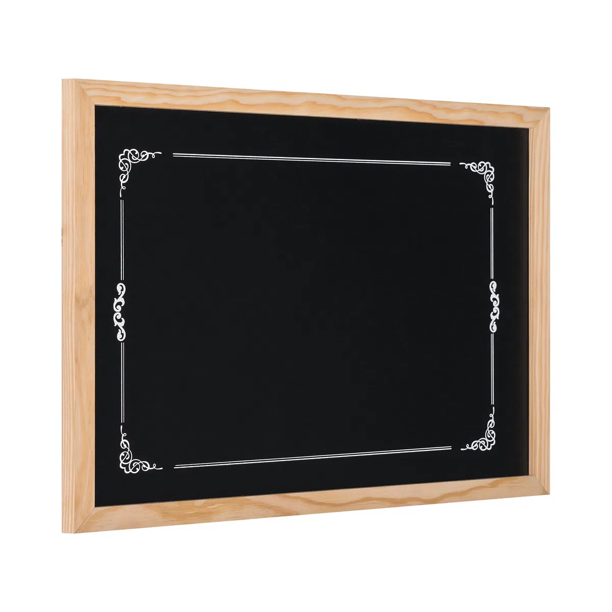 Bi-Office - Lavagna Nera per Gesso Decorative, 600 x 400 mm, Cornice di Pino