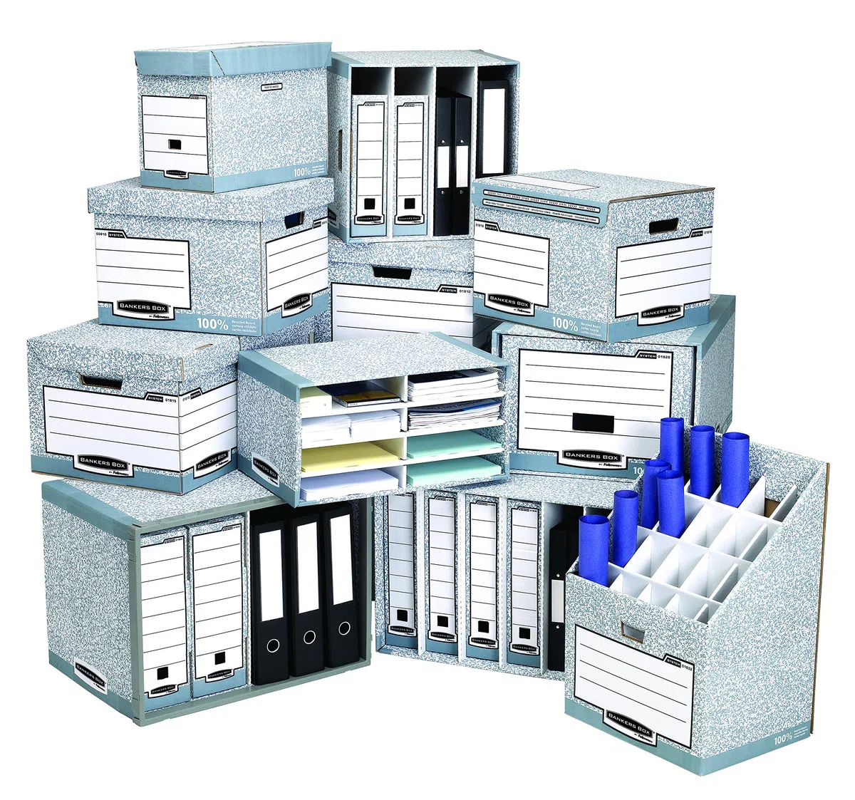 Bankers Box 0028501 Scatola Archivio A4 System, Dorso 200 mm, FSC, Confezione da 10 Pezzi