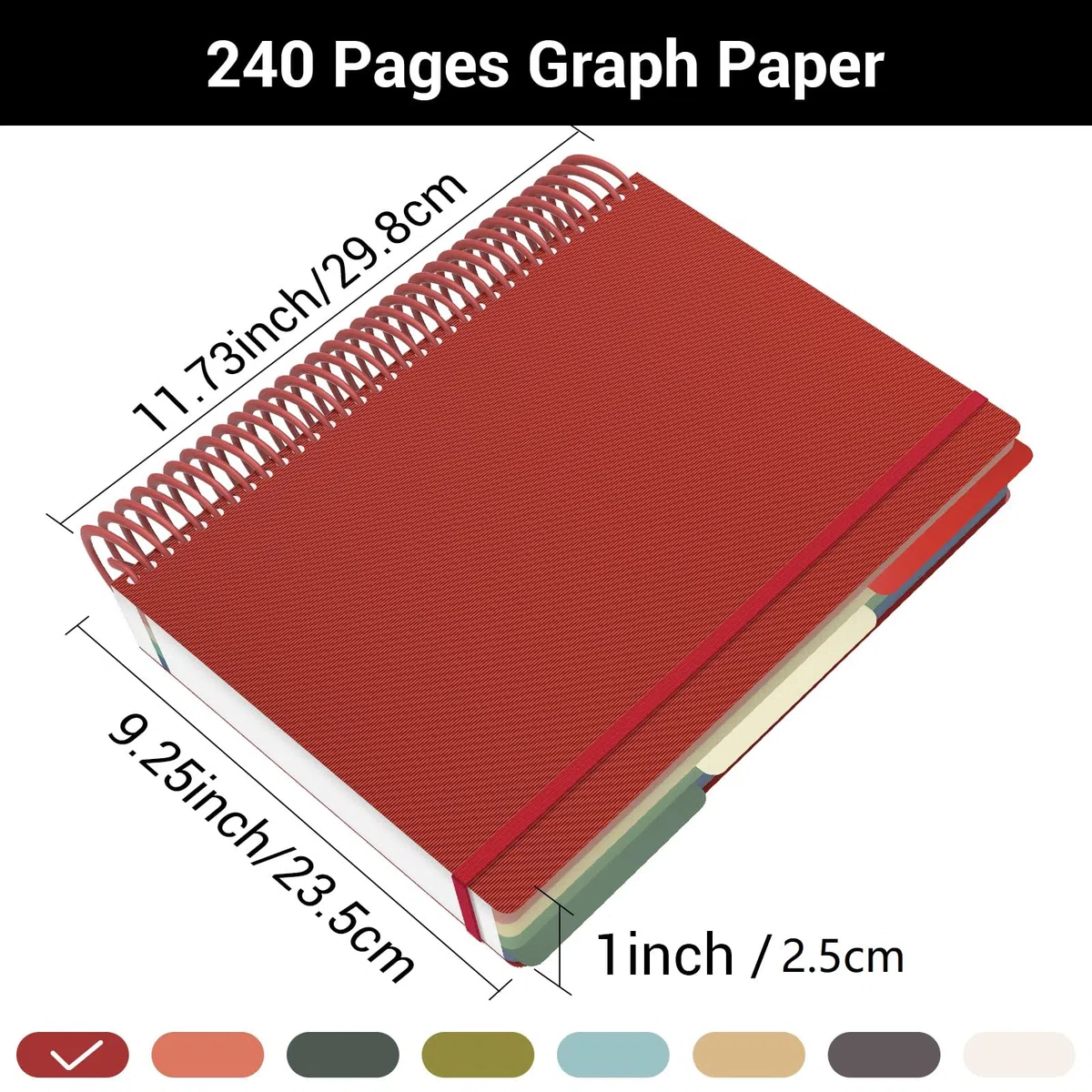 Quaderno a Spirale A4 - Quaderni a Quadretti 5mm - Notebook Blocco Note A4 - Taccuino A4 Quadretti - Blocchi Appunti per Viaggiatori - Rossa Block Notes Copertina Morbida e Spirale