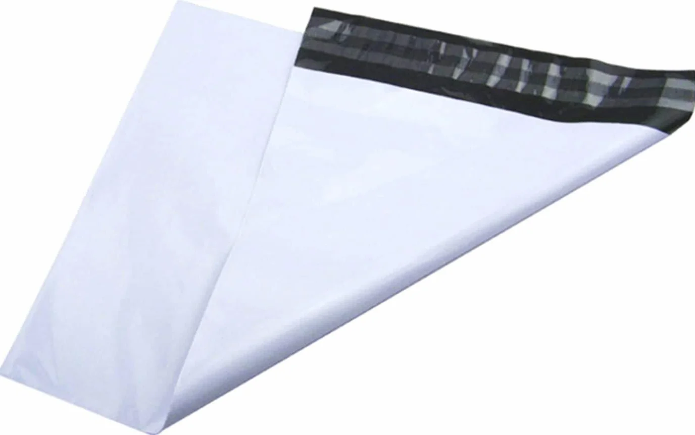 100 pezzi sacchetti di spedizione in plastica buste postali buste di spedizione per imballaggio, conservazione, shopping bianco (35cm x 45cm + 5cm)