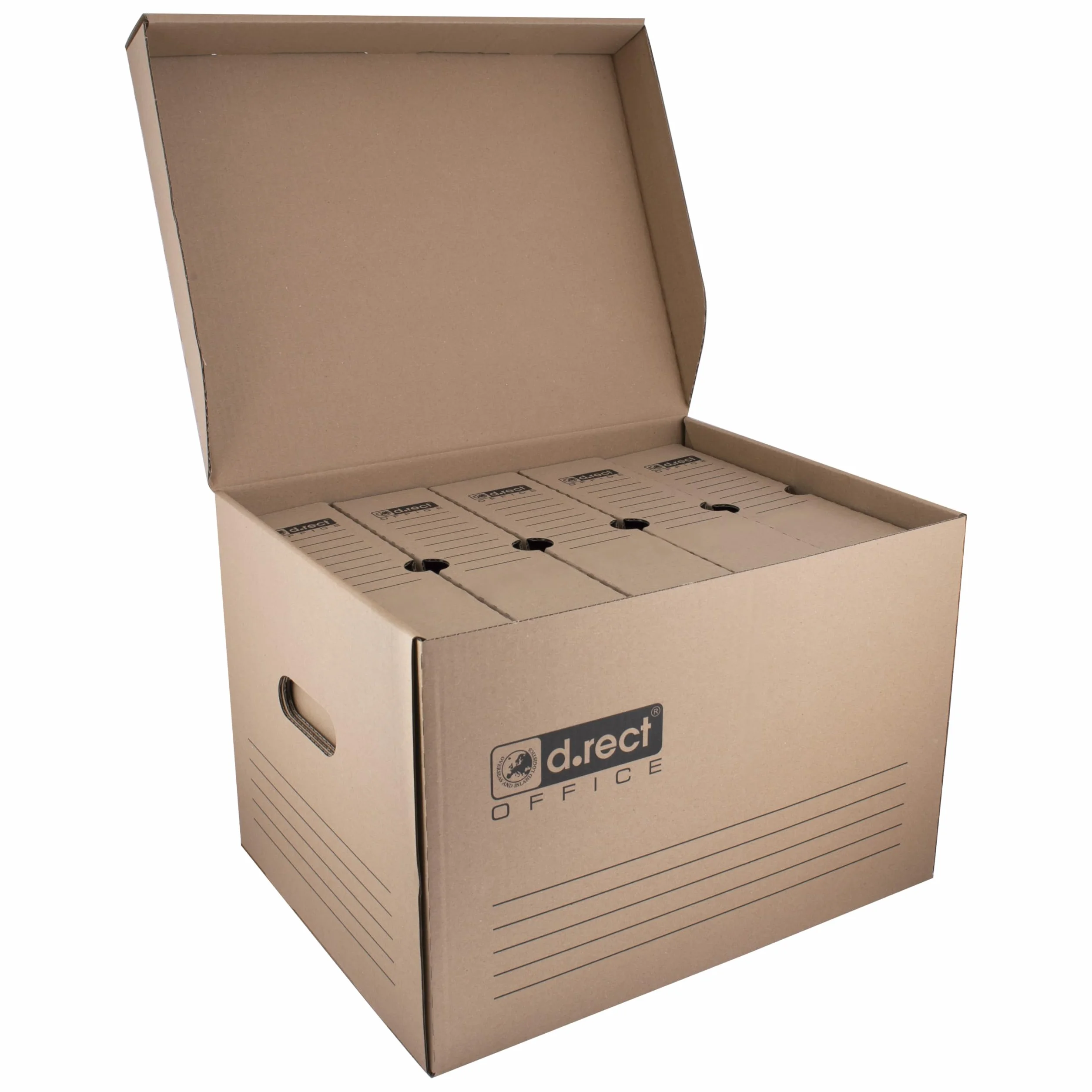 D.RECT 12 Pezzi Scatole Cartone Per Archivio 431 x 333 x 294 mm, Marrone