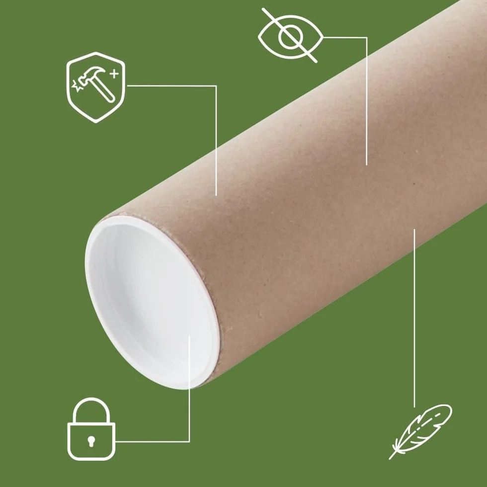 Pack and Move - Confezione da 10 tubi per spedizioni e imballaggi - ø10 x 100 cm - per poster e poster - Con cappuccio