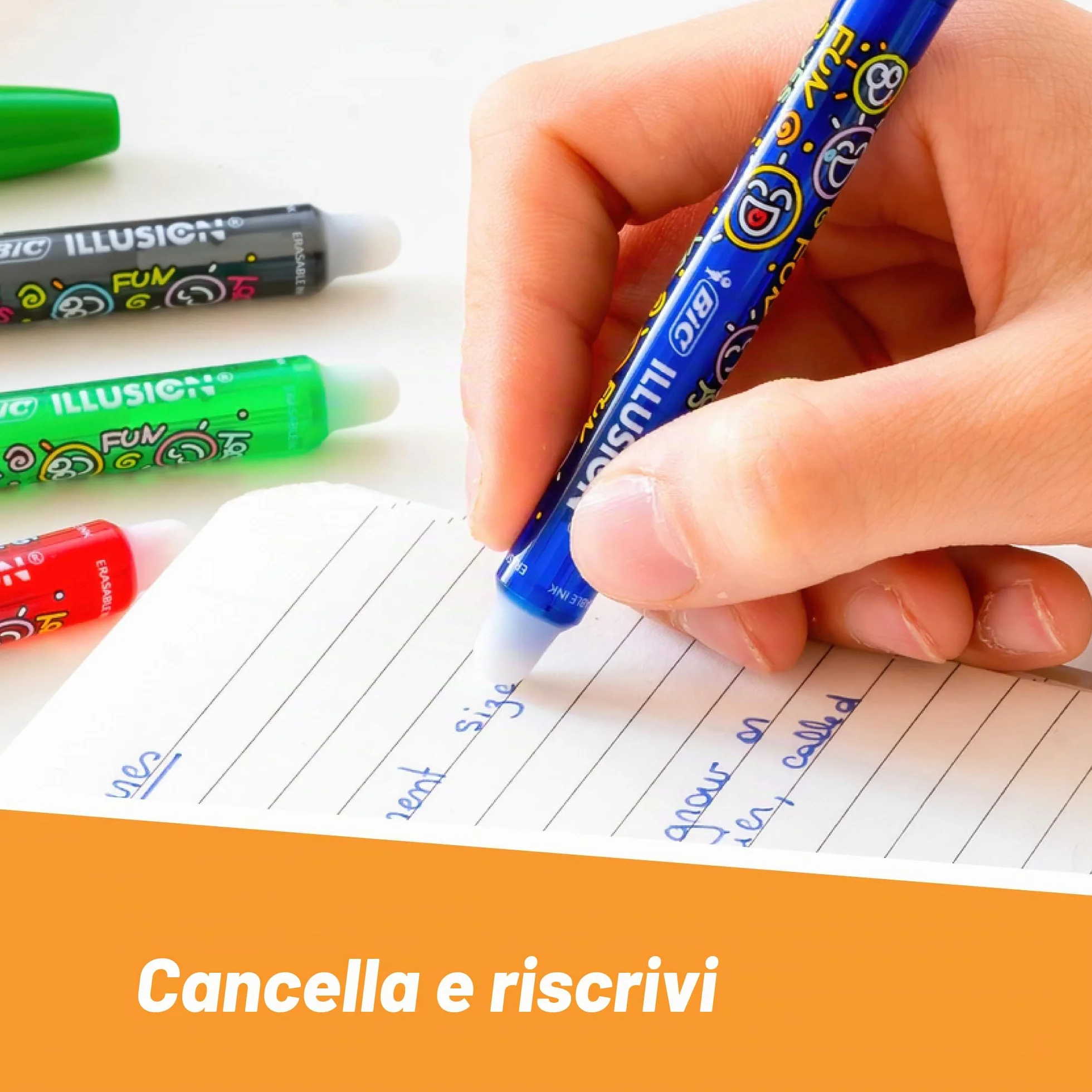 BIC Illusion Penne cancellabili e ricaricabili a punta media, 0,7 mm, inchiostro blu, confezione da 12