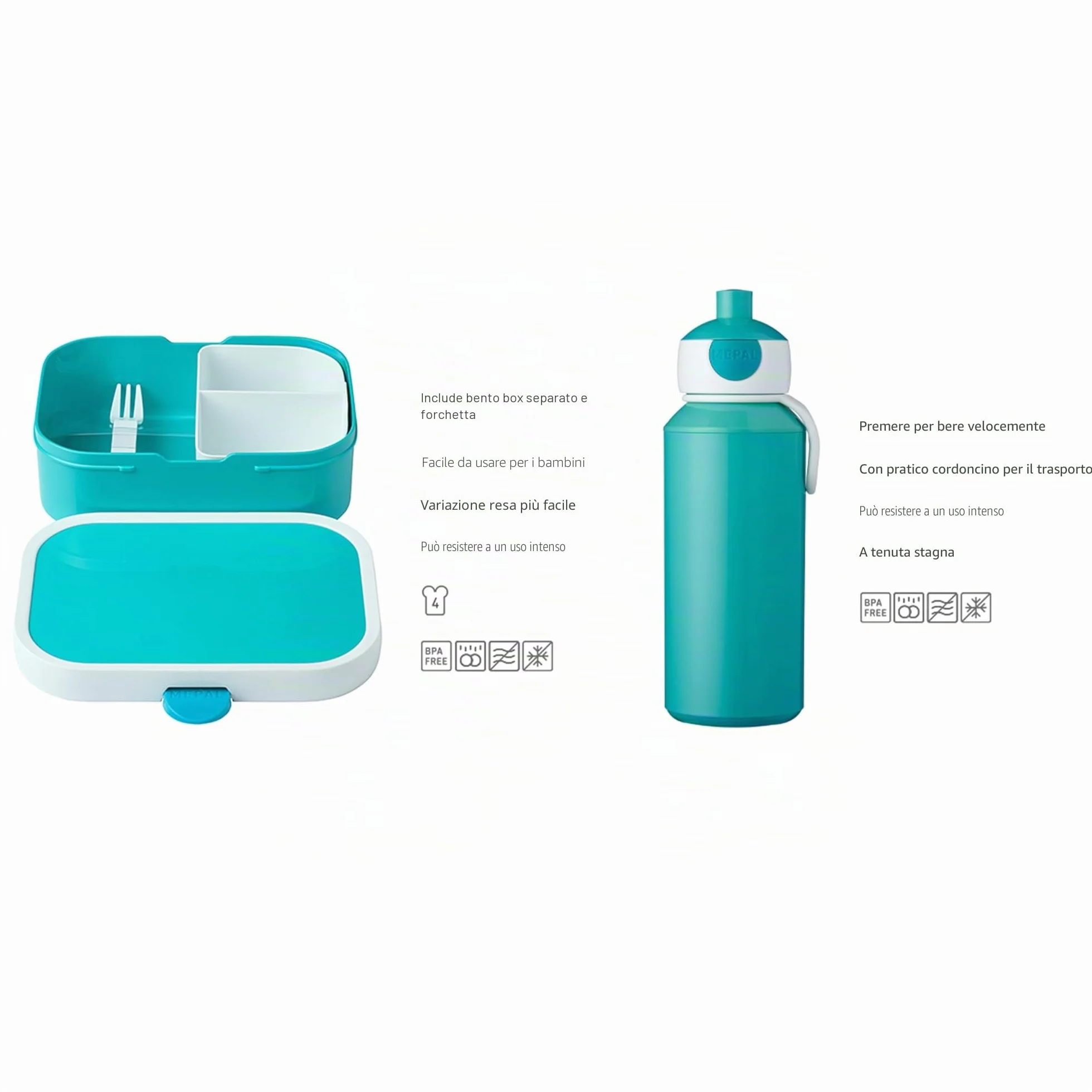 Mepal - Pranzo Set Campus - Spiderman Lunch Set con Pop-up Drink Bottle & Lunch Box - BPA -Free - 400 ml + 750 ml
