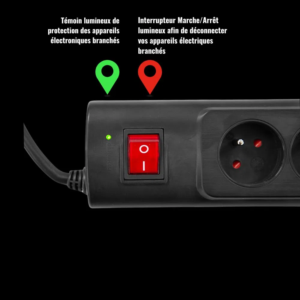 Monster POWER PARAFOUDRE PARASURTENSEUR 6 AC/2 USB-A FR