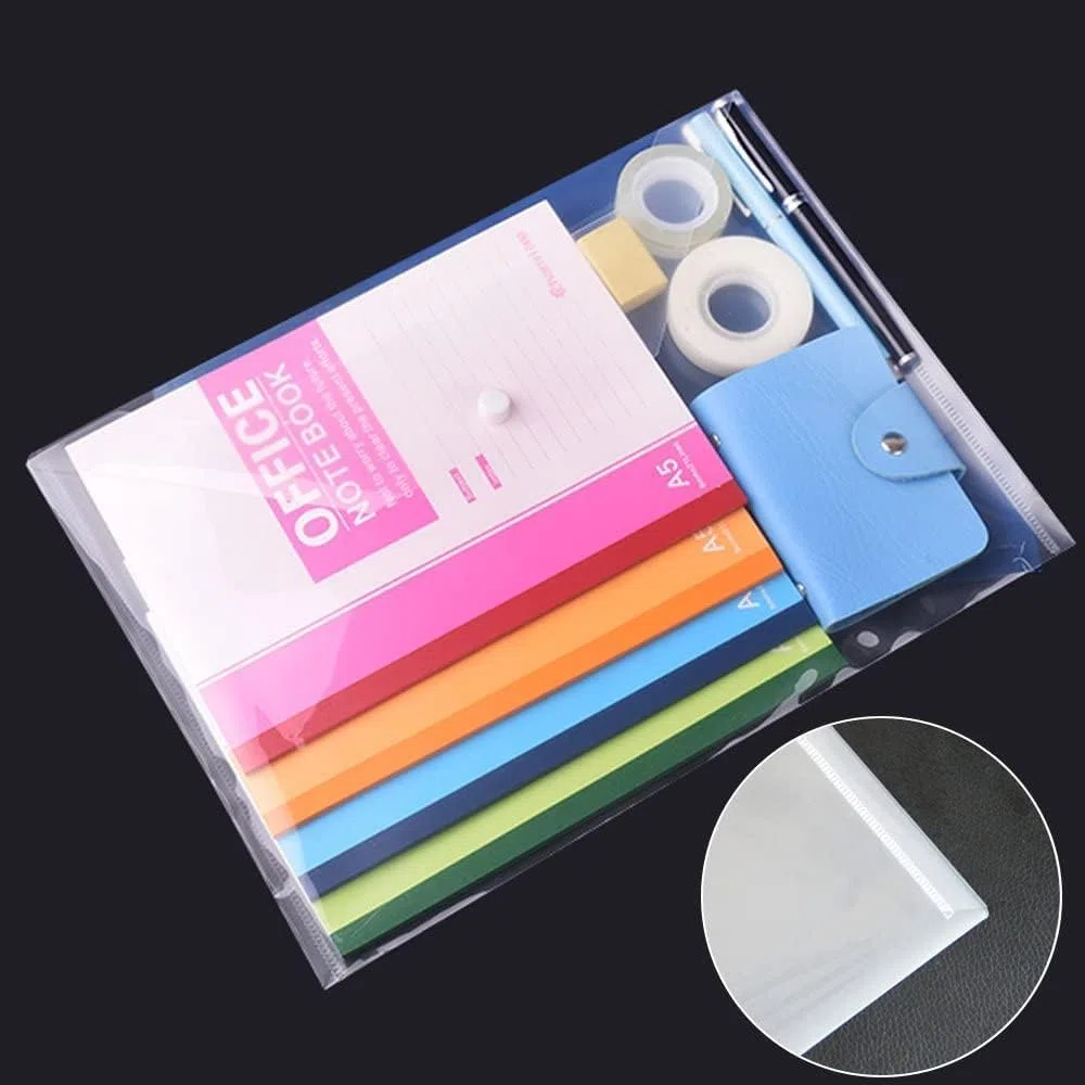ASelected Set di 60 Busta Porta Documenti A5, Trasparente Cartelline Portadocumenti Plastica A5 Busta Con Bottone, Cartelle Porta Documenti - 235 x 170 mm
