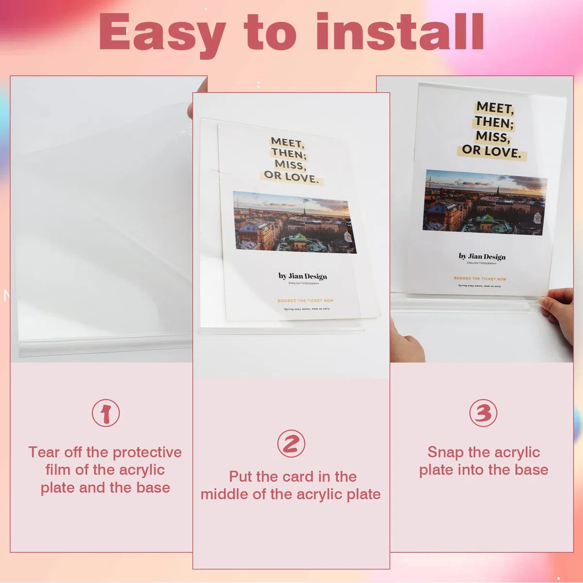 UMILKI 4 Pezzi Porta Menu da Tavolo in Acrilico, Espositore da tavolo A4 con Base, T Supporti menù, Porta Avvisi da Tavolo per Menu, Foto, Prezzi, Poster