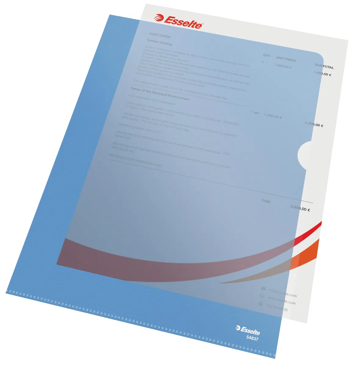 Esselte Buste L Deluxe, in PPL Antiriflesso, per Archiviare e Conservare Documenti in Formato A4, Confezione da 100 Buste Blu Trasparenti, 54837