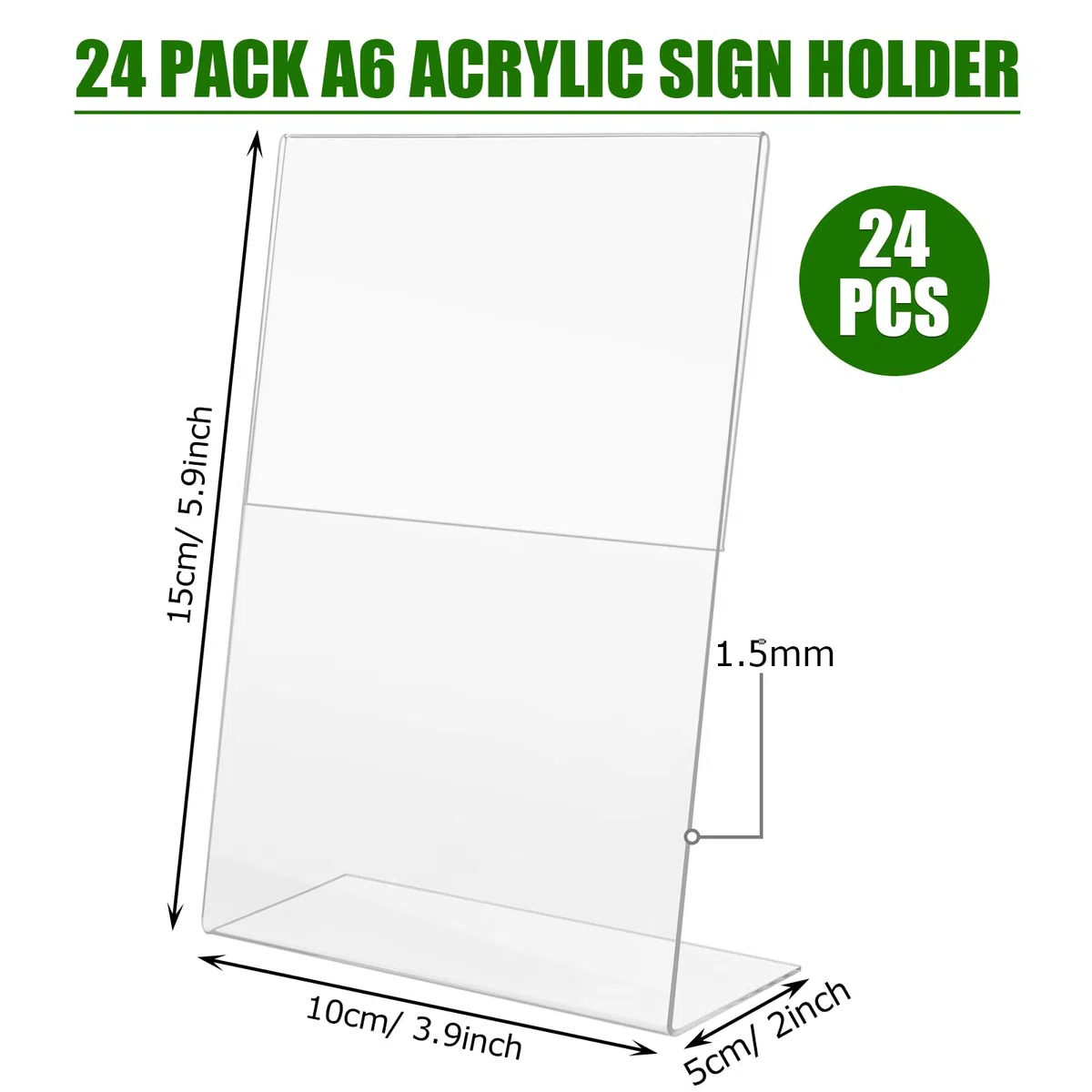 MIVIDE 24 Pezzi Espositori da Tavolo in Plastica A6, 150 x 100 mm Trasparente Espositore per Poster in Acrilico, Supporto da Tavolo A6 per Ristoranti, Menu, Hotel, Caffè