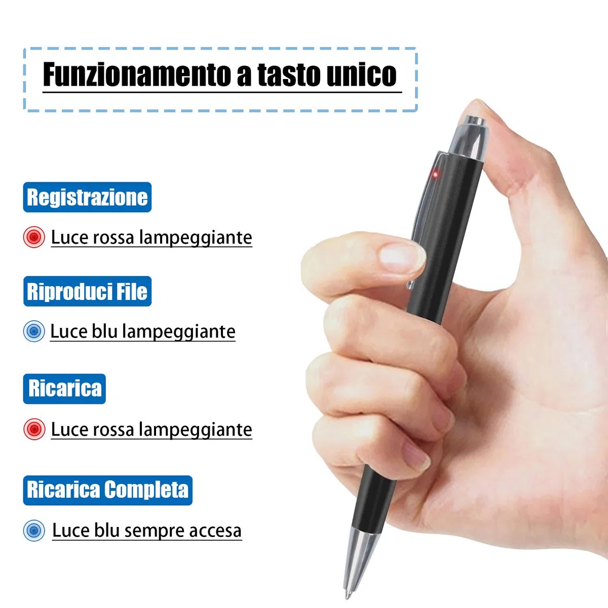 H+Y 16 GB Penna Registratore Vocale Portatile con 192 ORE di Registrazione, Attivazione Vocale di Registratore Vocale Spia per Meetings, Lezioni, Conferenze, Interviste, USB, MP3