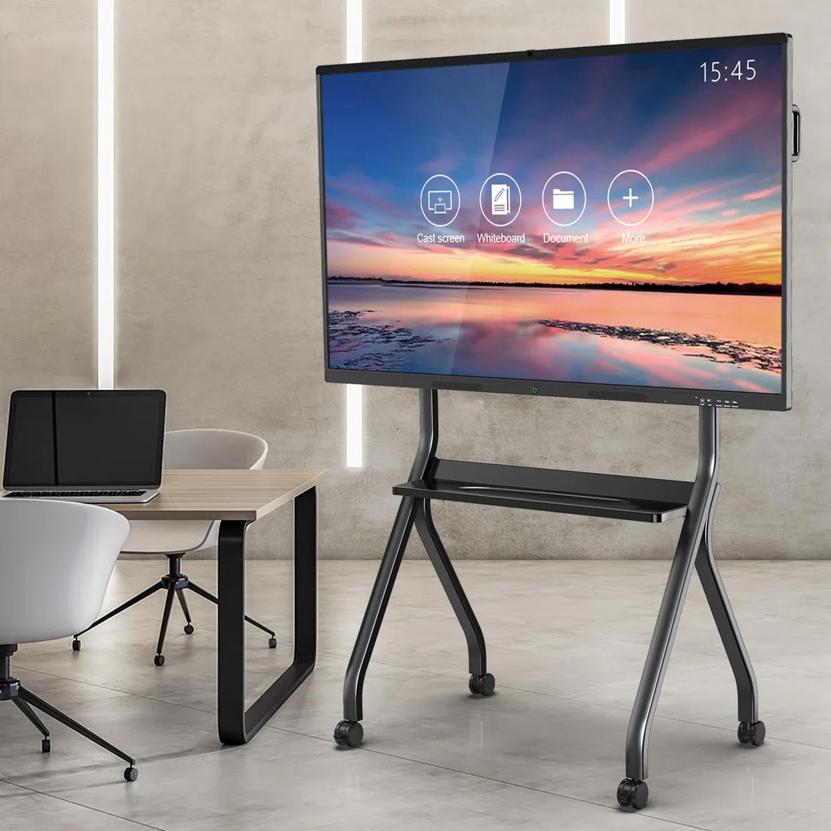 Smart Board Stand per Lavagna Interattiva 55"-65", Quattro Ruote Bloccabili