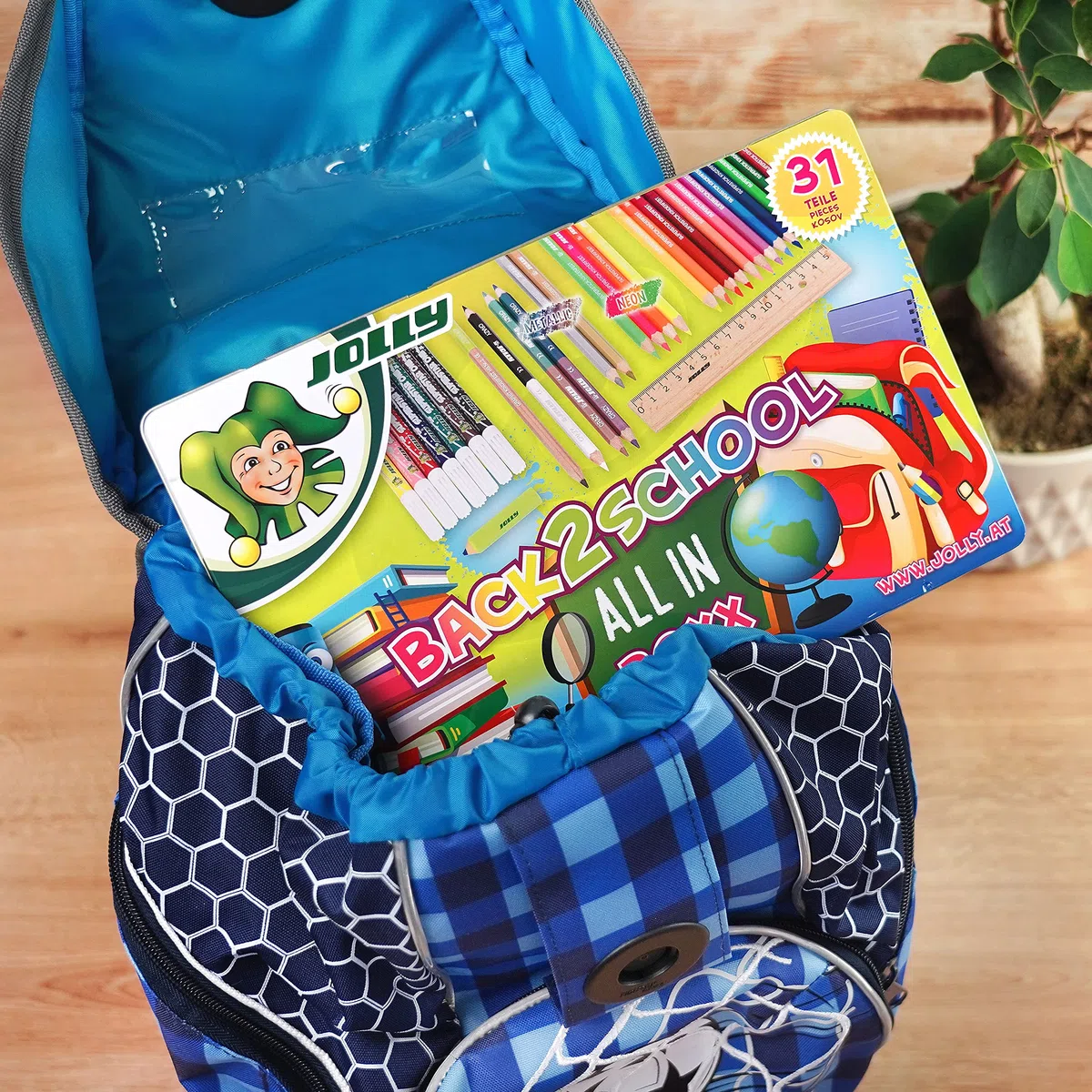 JOLLY Back to School Box, set di partenza per la scuola con 31 pezzi, incl. Matite colorate, pennarelli, matite in grafite, righello e gomma, colori vivaci e ricchi, robusta custodia in metallo