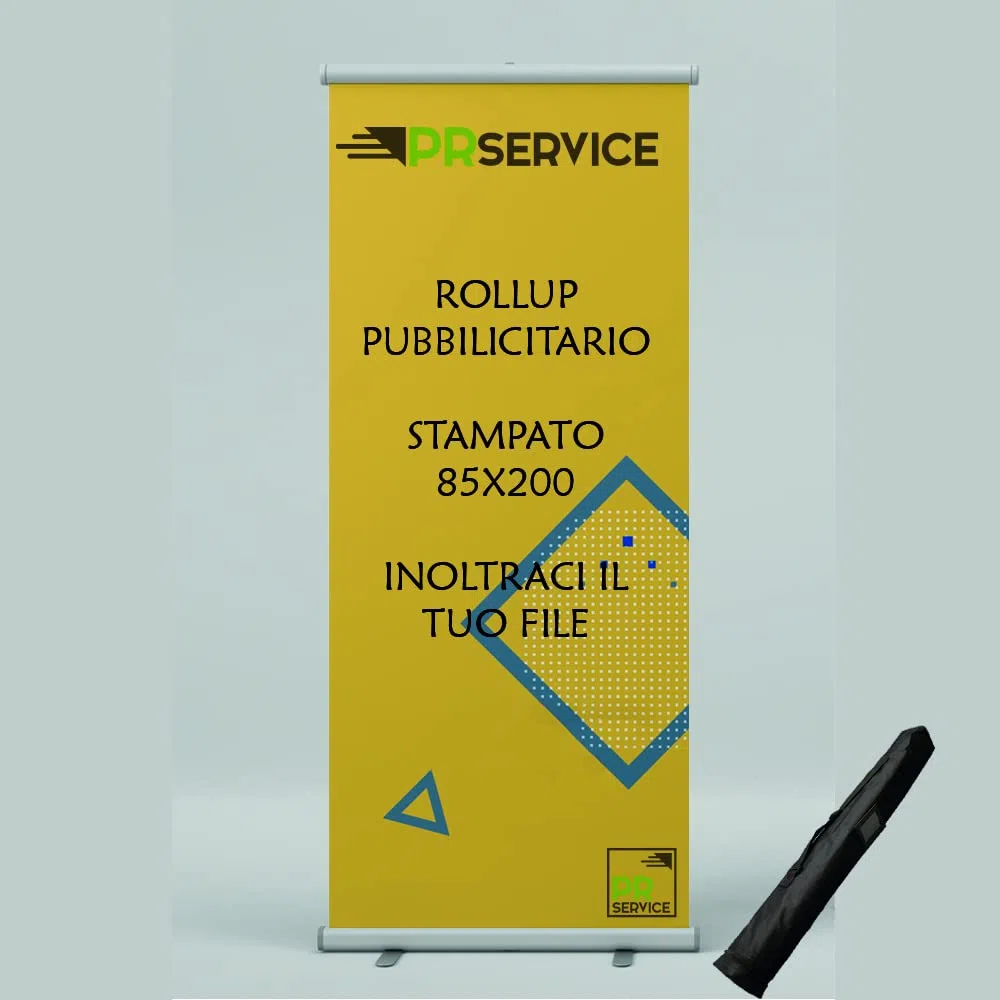 Roll Up Espositore Personalizzato - Espositore Roll Up Pubblicitario 85x200 stampa inclusa su Banner,borsa per trasporto - Roll Up espositore per eventi,fiere aziendali,pubblicita'