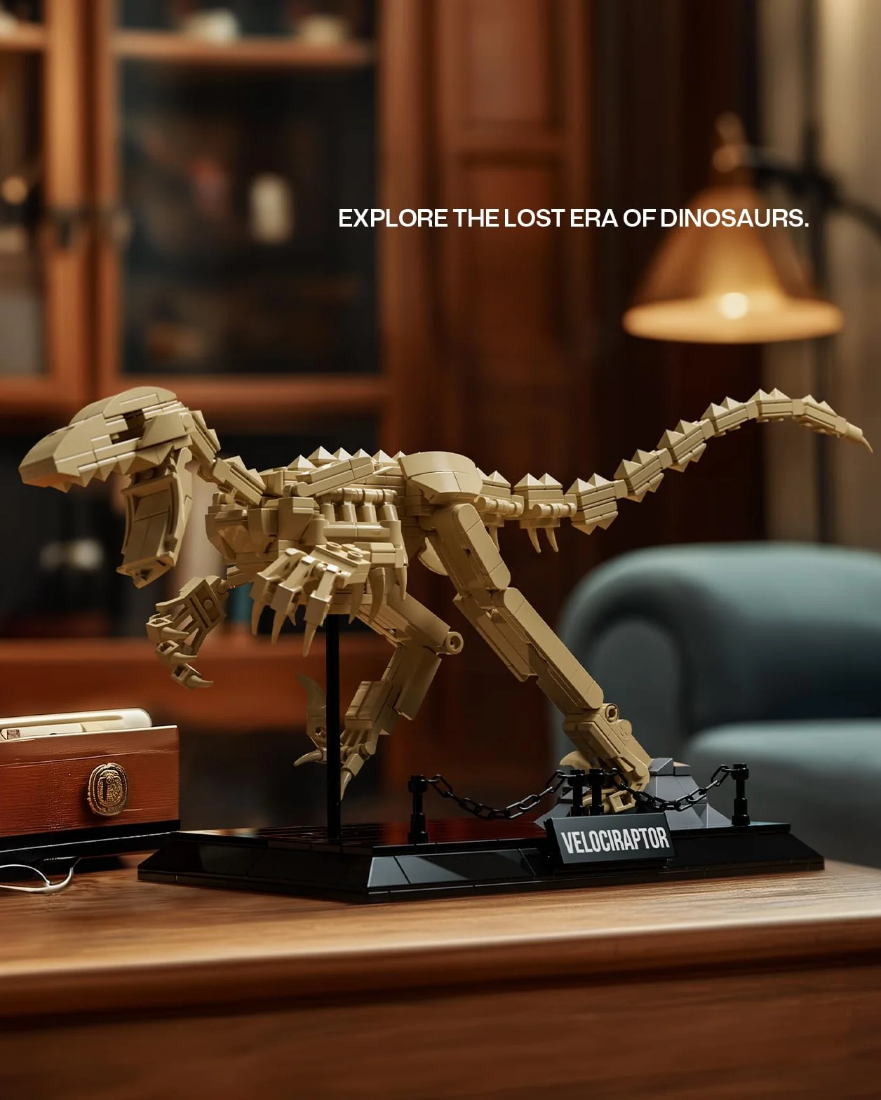Nifeliz Kit de Modello Fossile Velociraptor, Set Scheletro Dinosauro con Base Espositiva per Adulti, Regalo da Collezione per Appassionati di Dinosauri (498 Pezzi, NF10357)