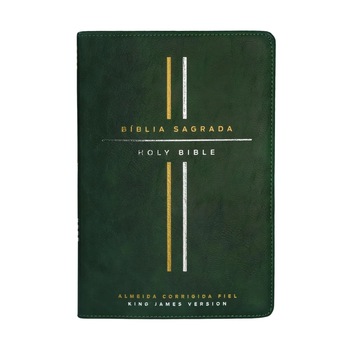 Bíblia Bilíngue, Português/Inglês, ACF/KJV, Couro Soft, Verde, Leitura Perfeita