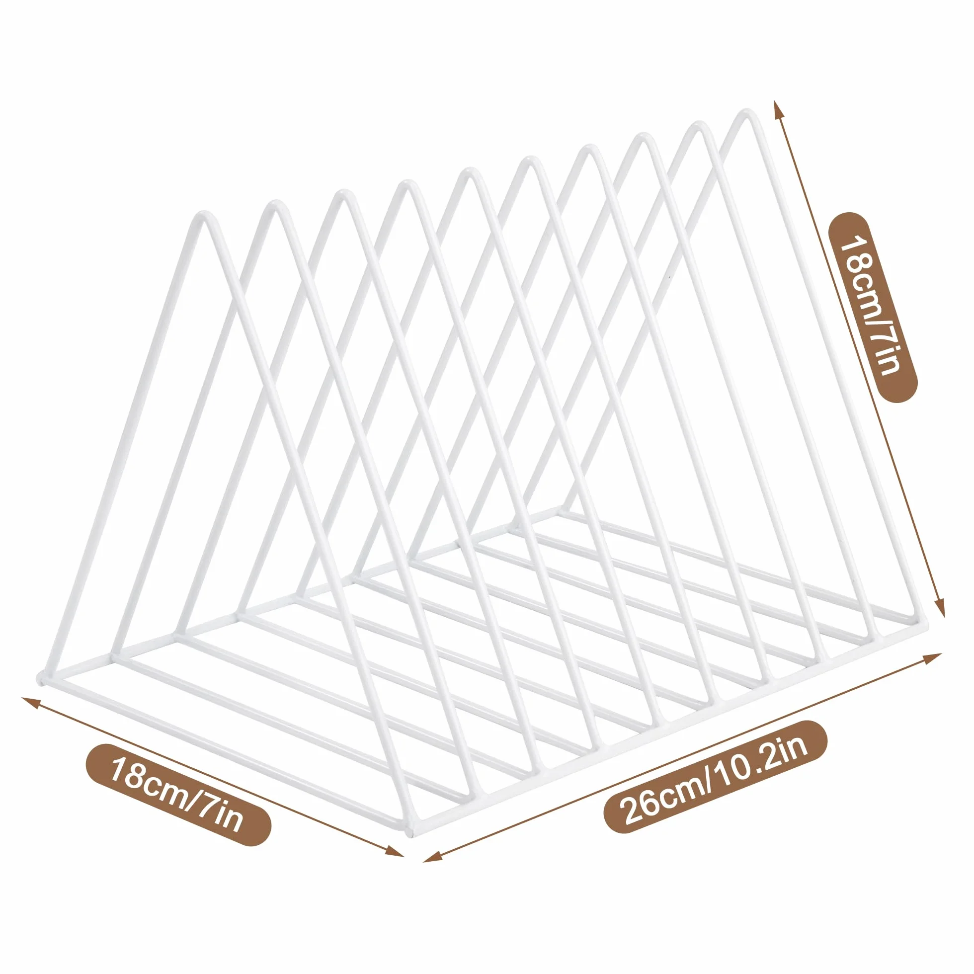 Portariviste Metallo, Porta Giornali, Scrivania Scaffale per Libri Triangolo File Organizer Supporto Rack Decor per Scaffali, Ufficio, Scuola, Biblioteca, Casa, Scuola (Bianco)
