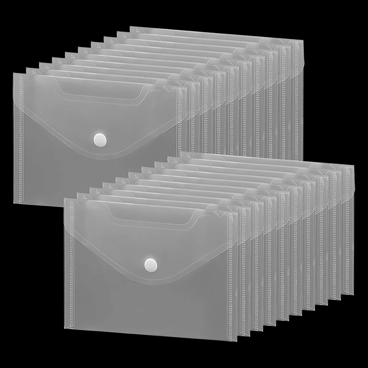 50 cartelle trasparenti in formato A6, 170 x 120 mm, in plastica, con bottone a pressione, per ufficio