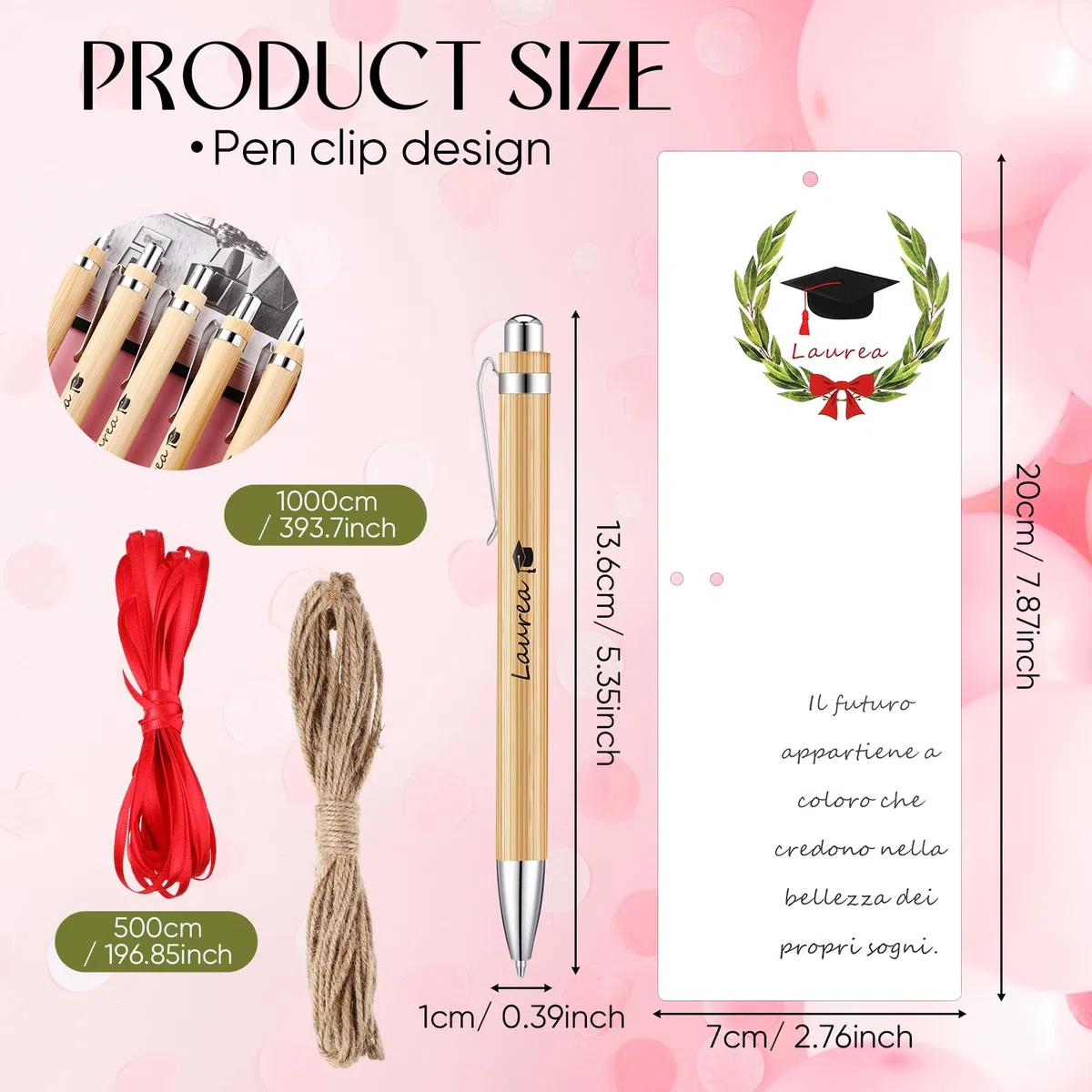 Clabby 36 Set Segnaposto Laurea Regalo per Festa di Laurea Includono 36 Penne a Sfera e 36 Cartoncini per Tavolo Segnalibro per Laureati Bomboniere Decorazioni