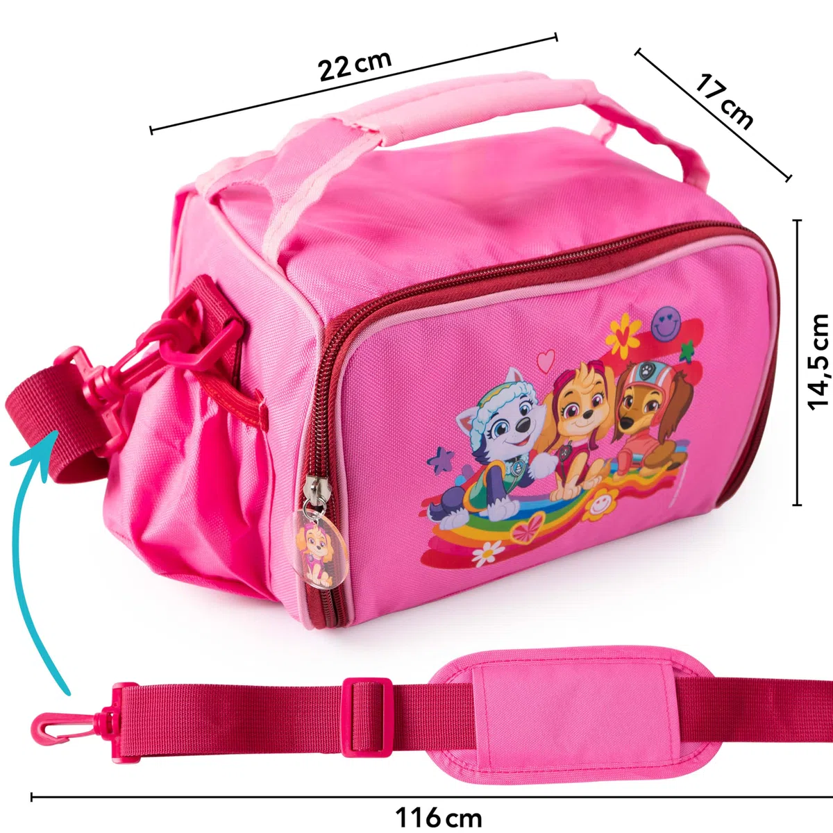 p:os PAW Patrol Borsa Termica Bambini 1,7 L con 3 Contenitori - Mini Frigo Portatile Rosa - Lunch Bag Isolata per Asilo, Scuola e Gite