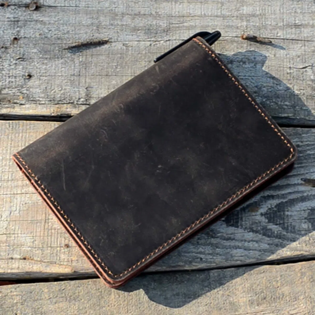 JJNUSA Compatibile con Rocketbook Mini Cover Smart Business Fatto a mano in vera pelle invecchiata Diario Notebook Cover per Moleskine Cahier Porta Carte Mini 8,9 x 14 cm Marrone scuro