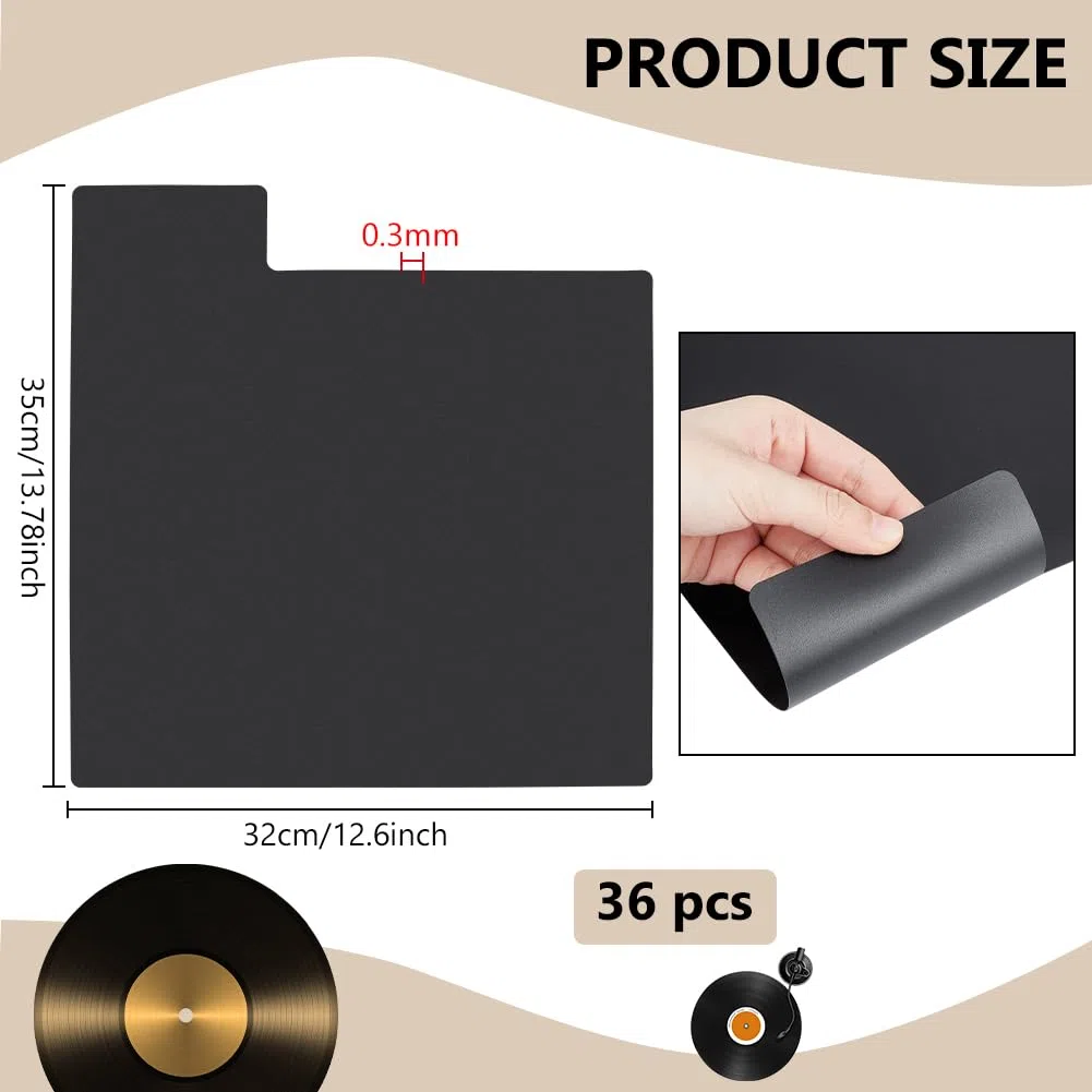 BENECREAT 36 Divisore per Dischi In Vinile, Divisori per Album In Plastica con Linguette per CD e DVD, Organizzatore di Collezioni per Libreria, 35x32cm, Nero