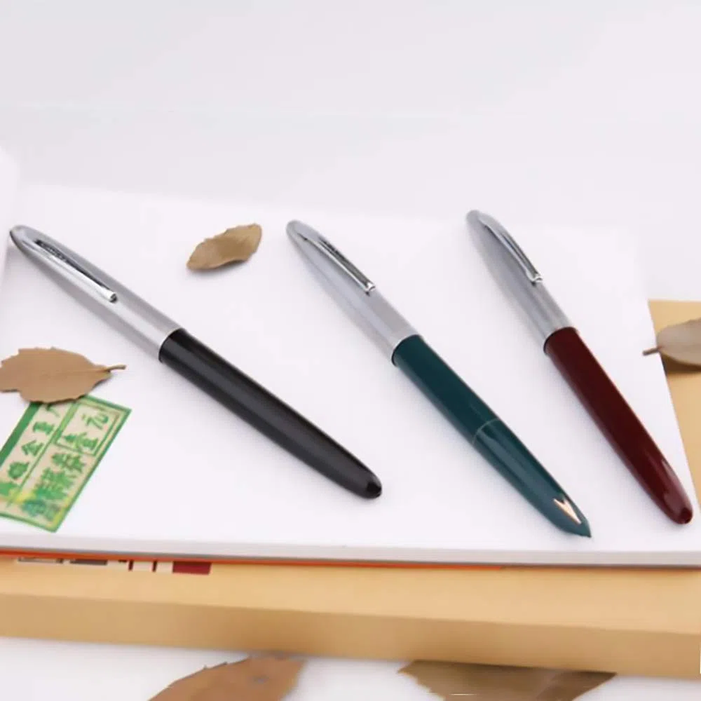 Hero 329-2, set di 3 penne stilografiche, pennino fine con diversi colori (nero, rosso, verde)