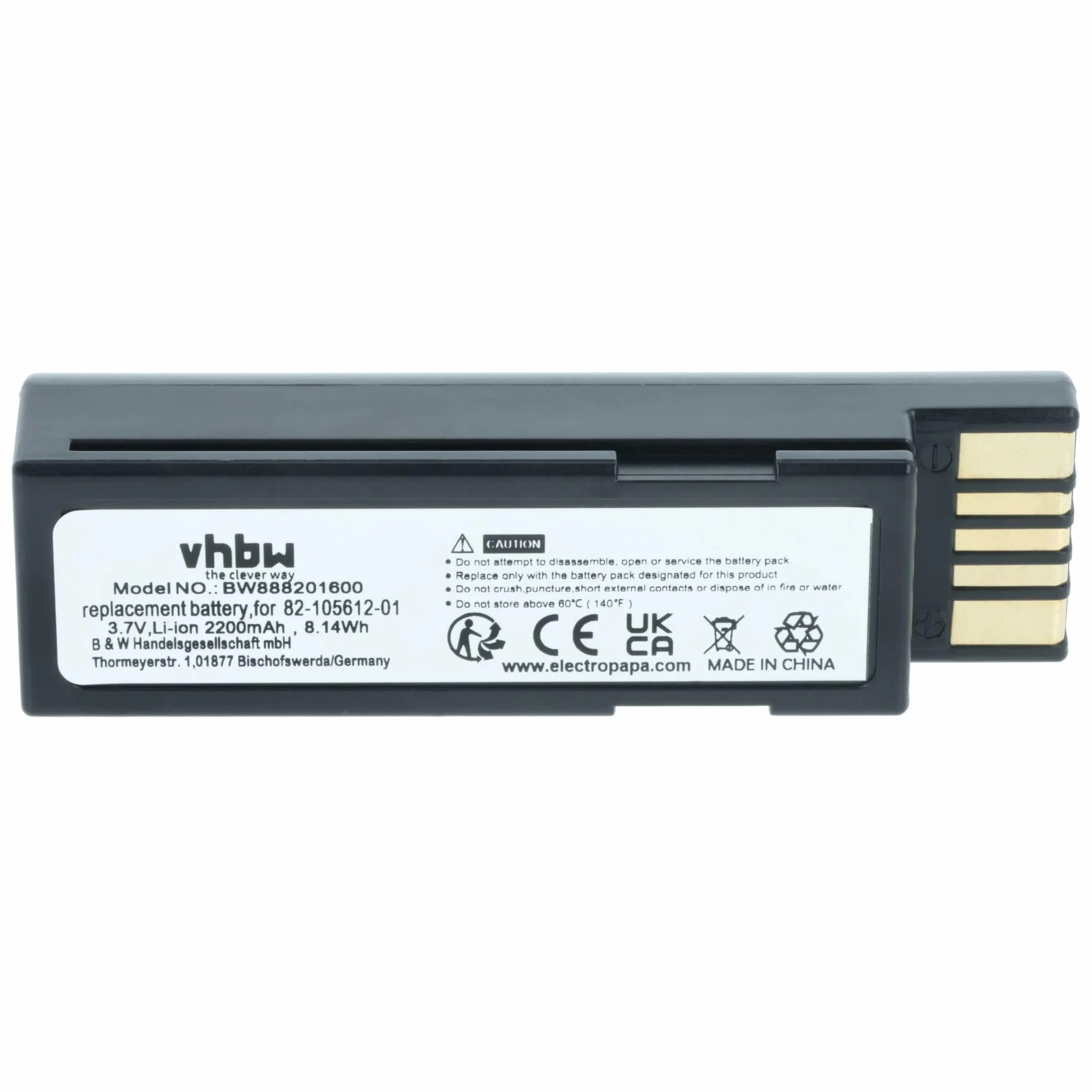 vhbw batteria sostituisce Zebra 82-166537-01, BTRY-36IAB0E-00 per lettore di codici a barre, POS (2200mAh, 3,7V, Li-Ion)