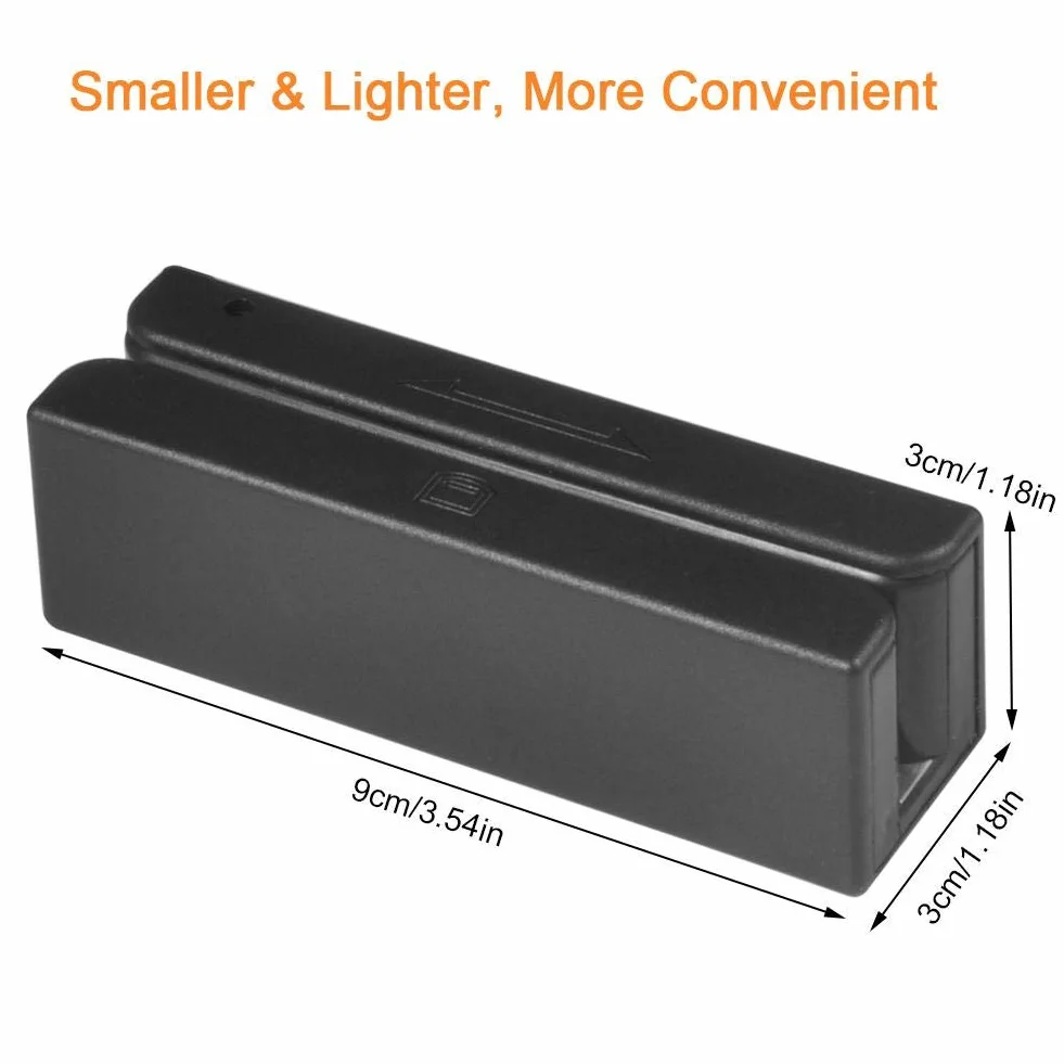 Lettore di schede magnetiche, MSR90 USB Lettore di schede a banda magnetica, 3 tracce Mini Mag Hi-Co Swiper, per POS, Banking, Loyalty, Controllo Accessi, verifica ID