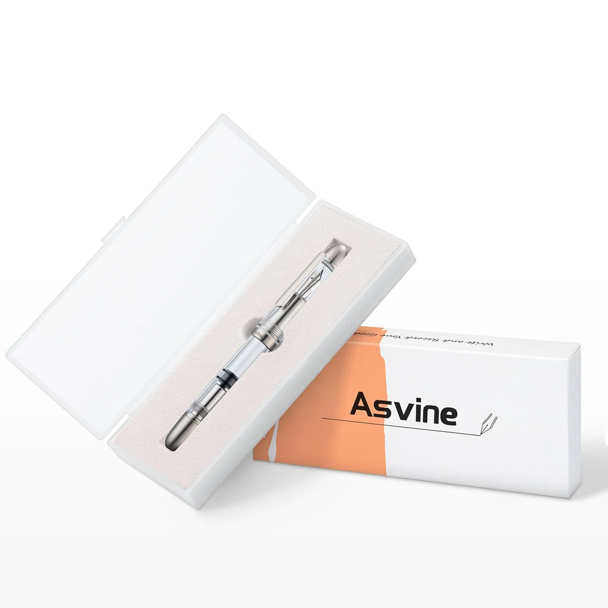 Asvine Riempimento a pistone della penna stilografica in titanio P36, Irdium Mediun pennino chiaro acrilico trasparente liscio Scrivere insieme della cassa della penna